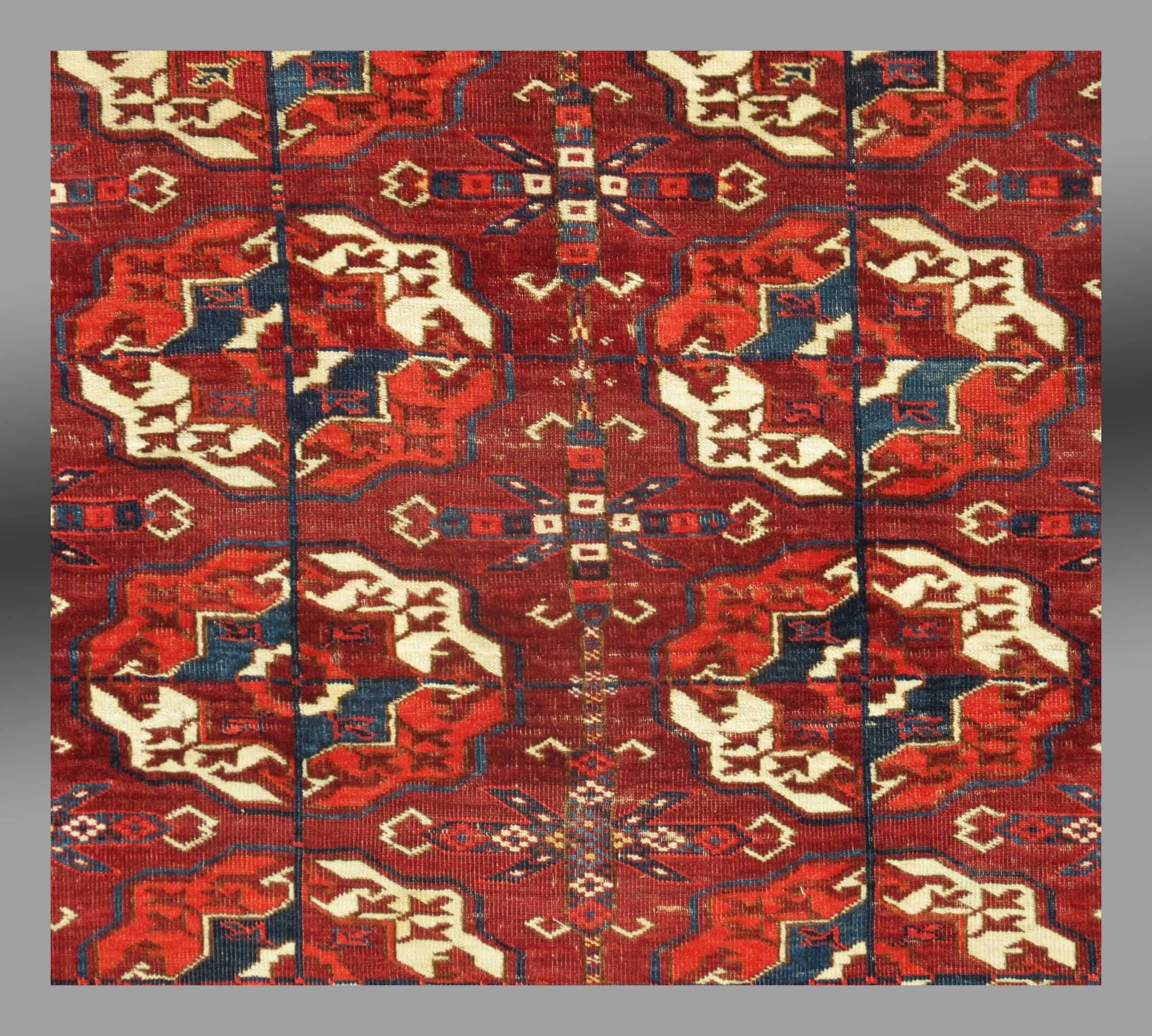 Turkestan Antique Tekke Turkmen Carpet, Central Asia, Mid-19th Century For Sale