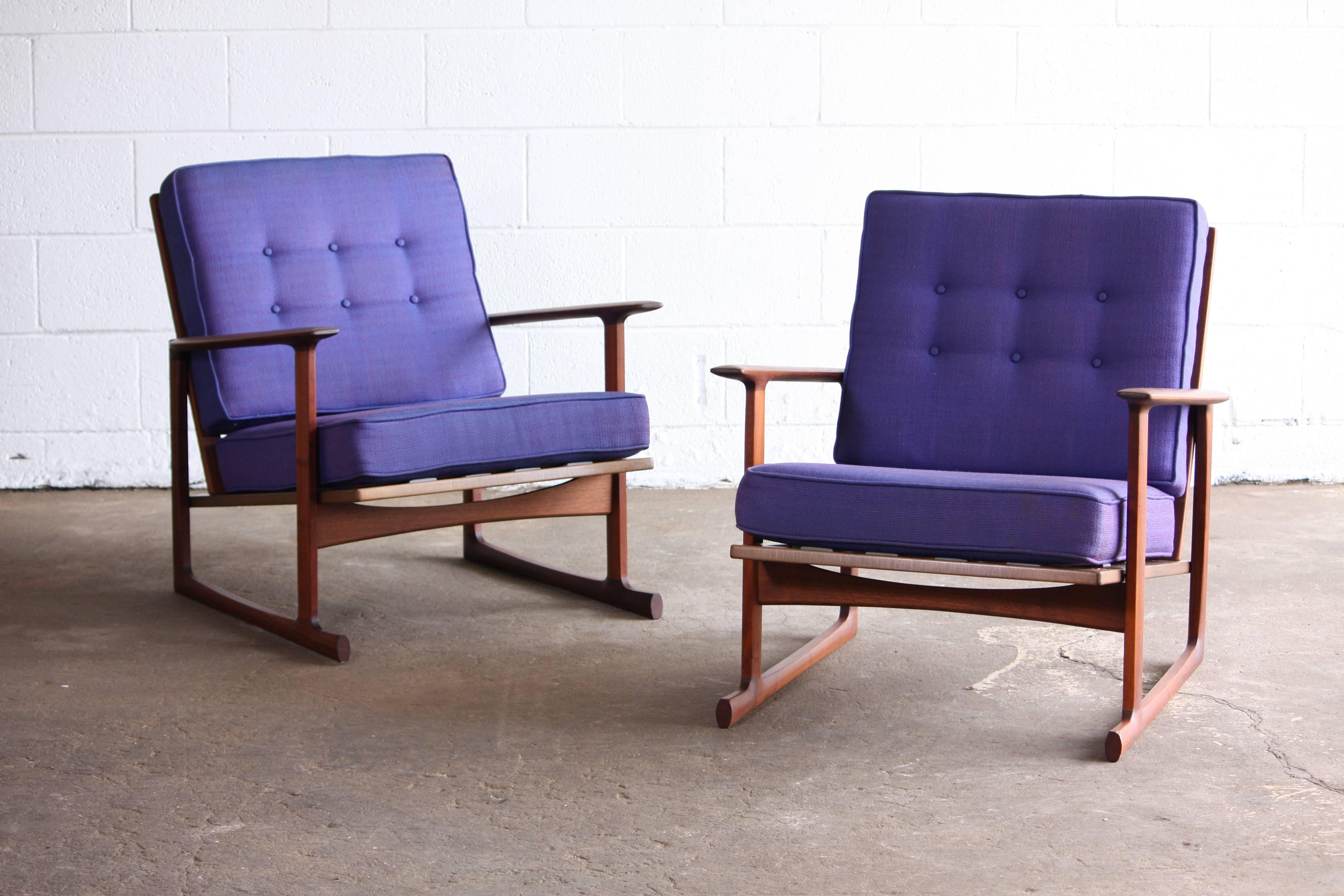Lounge Chairs by Ib Kofod Larsen for Selig In Excellent Condition In Oklahoma City, OK