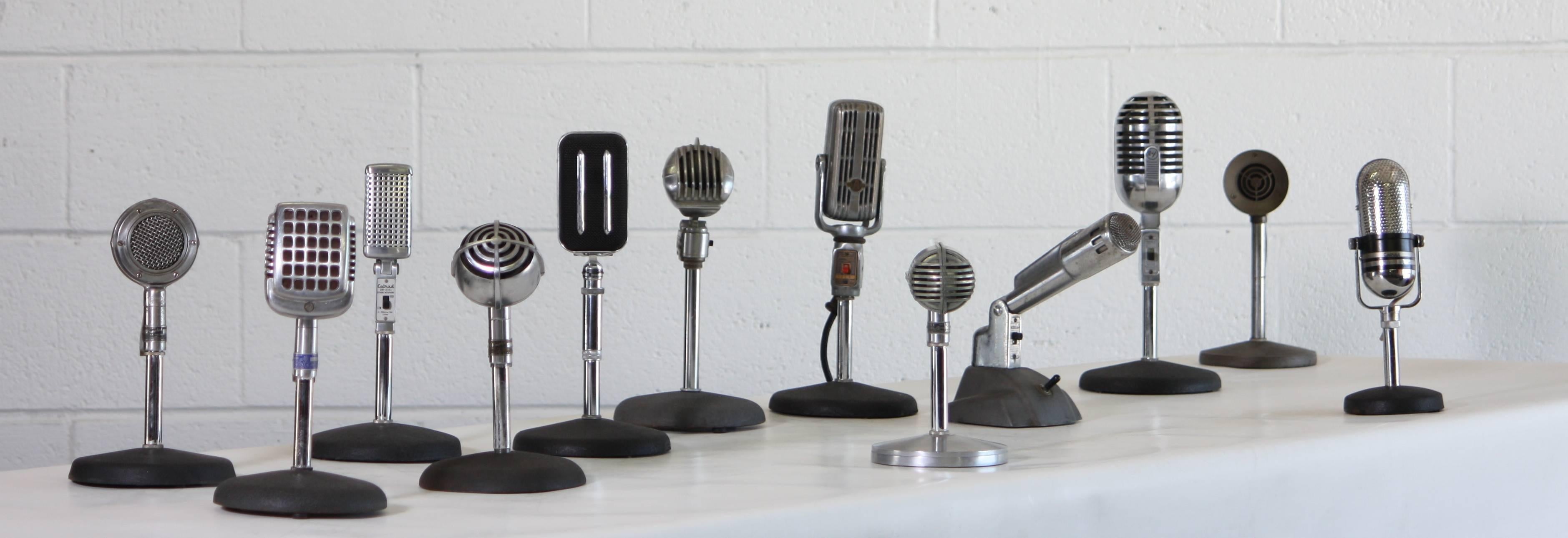 American Collection of 12 Mid-Century Radio Microphones