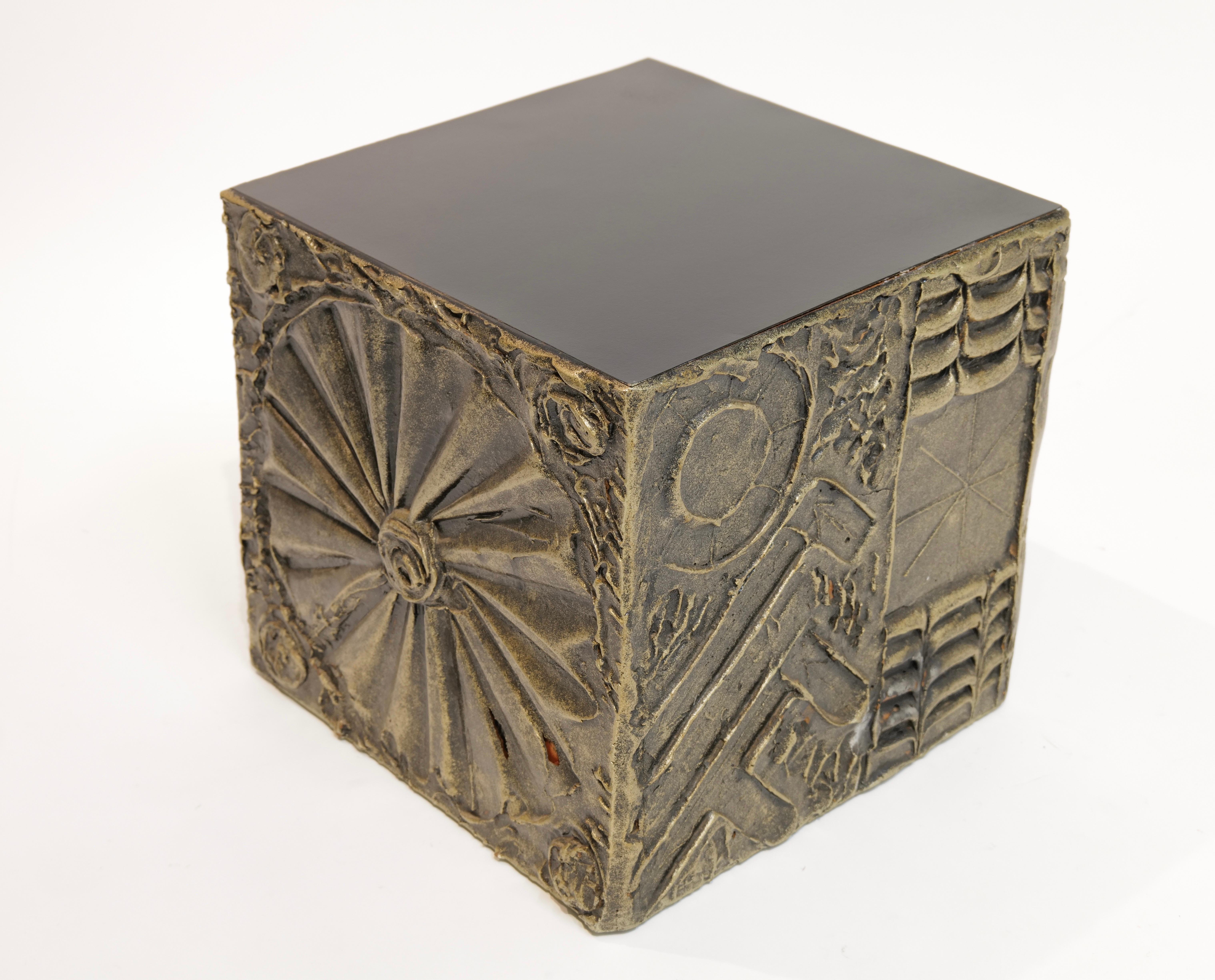 Resin Brutalist Cube Side Table by Adrian Pearsall for Craft Associates For Sale
