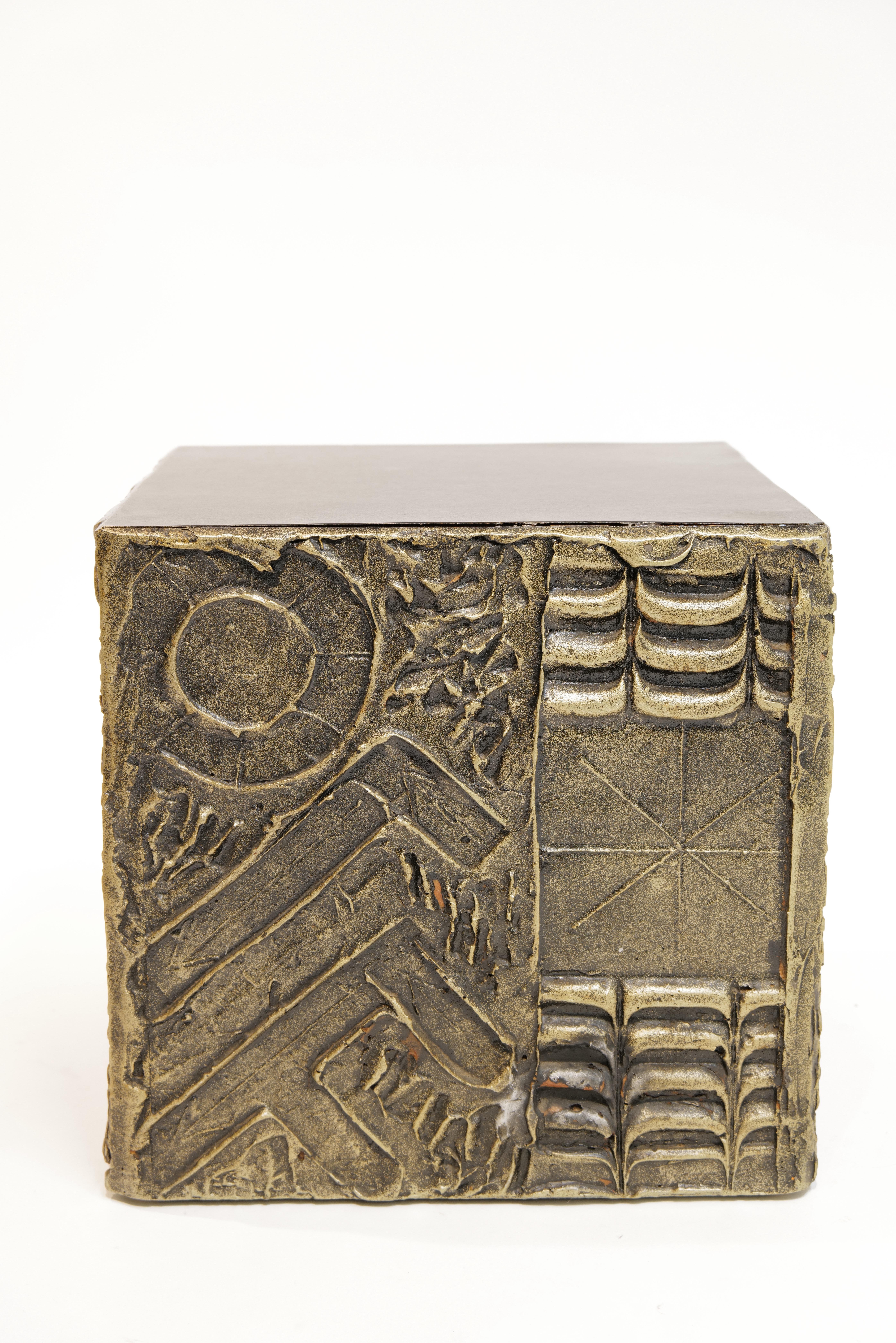 Brutalist Cube Side Table by Adrian Pearsall for Craft Associates For Sale 2