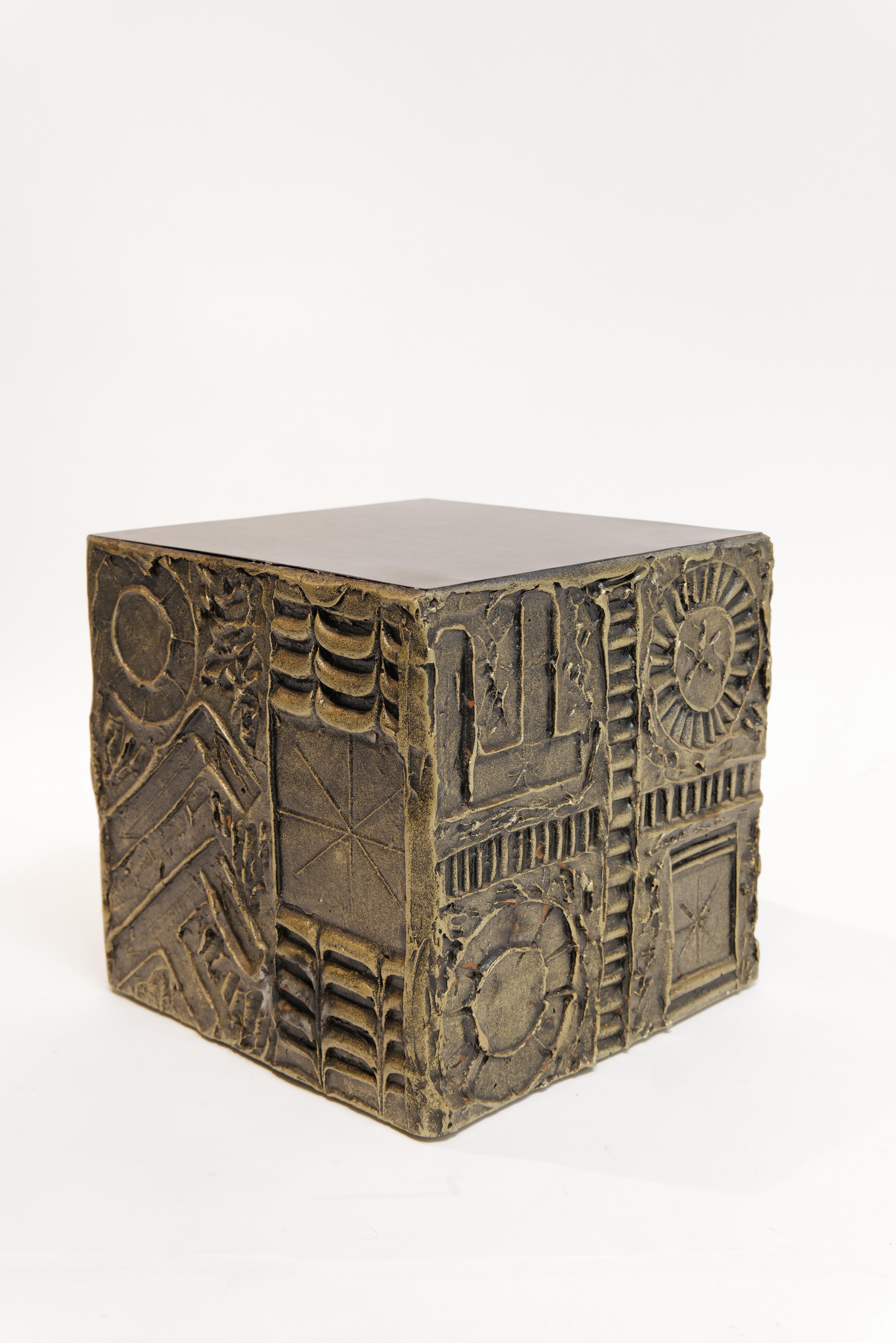 Brutalist Cube Side Table by Adrian Pearsall for Craft Associates For Sale 4