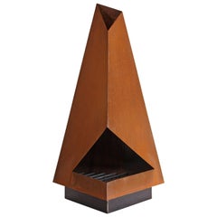 The Three by Space 20th Century Modern a Steel Outdoor Chiminea Fireplace