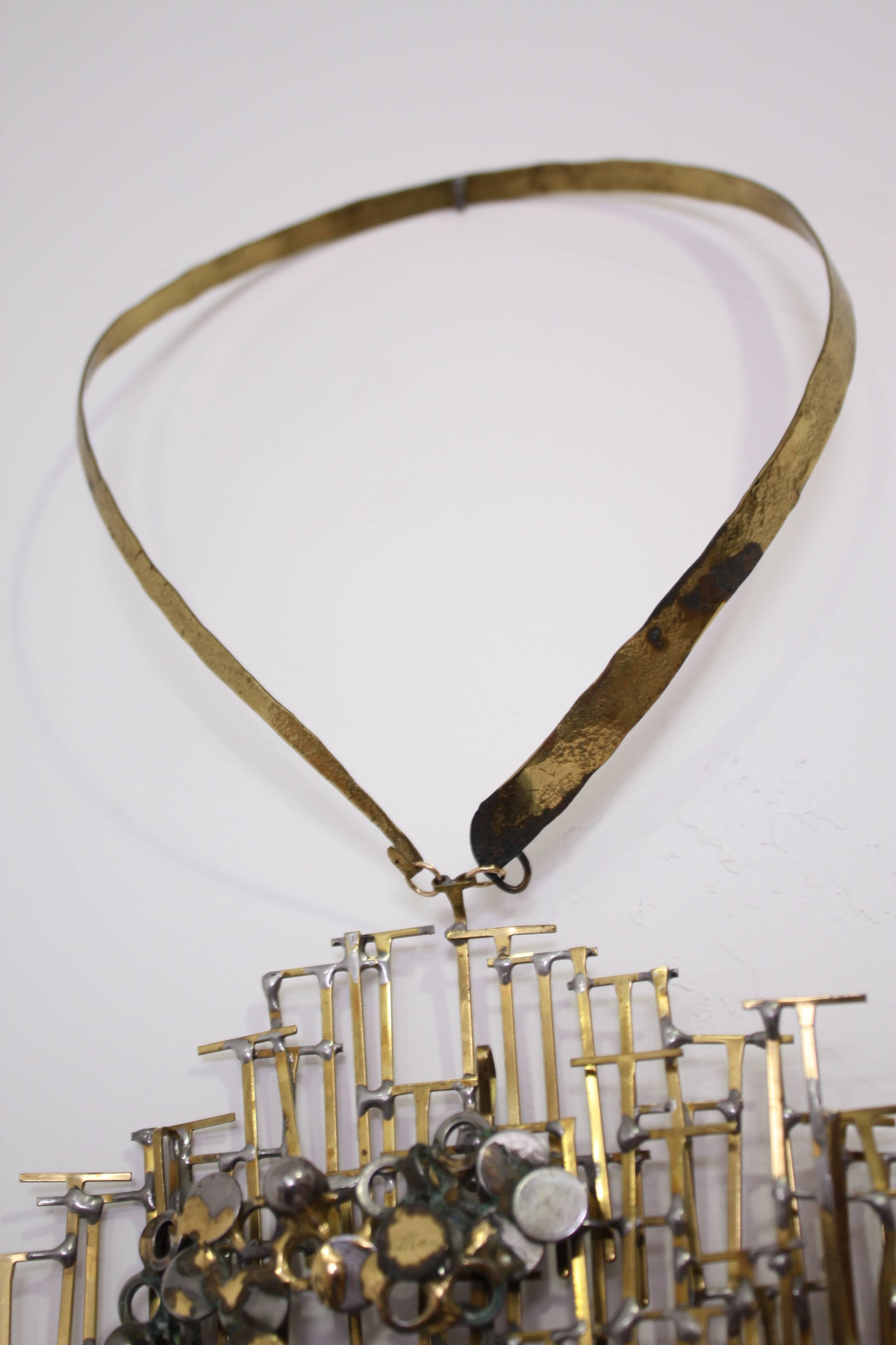 Brutalist Brass Necklace In Good Condition In Oklahoma City, OK