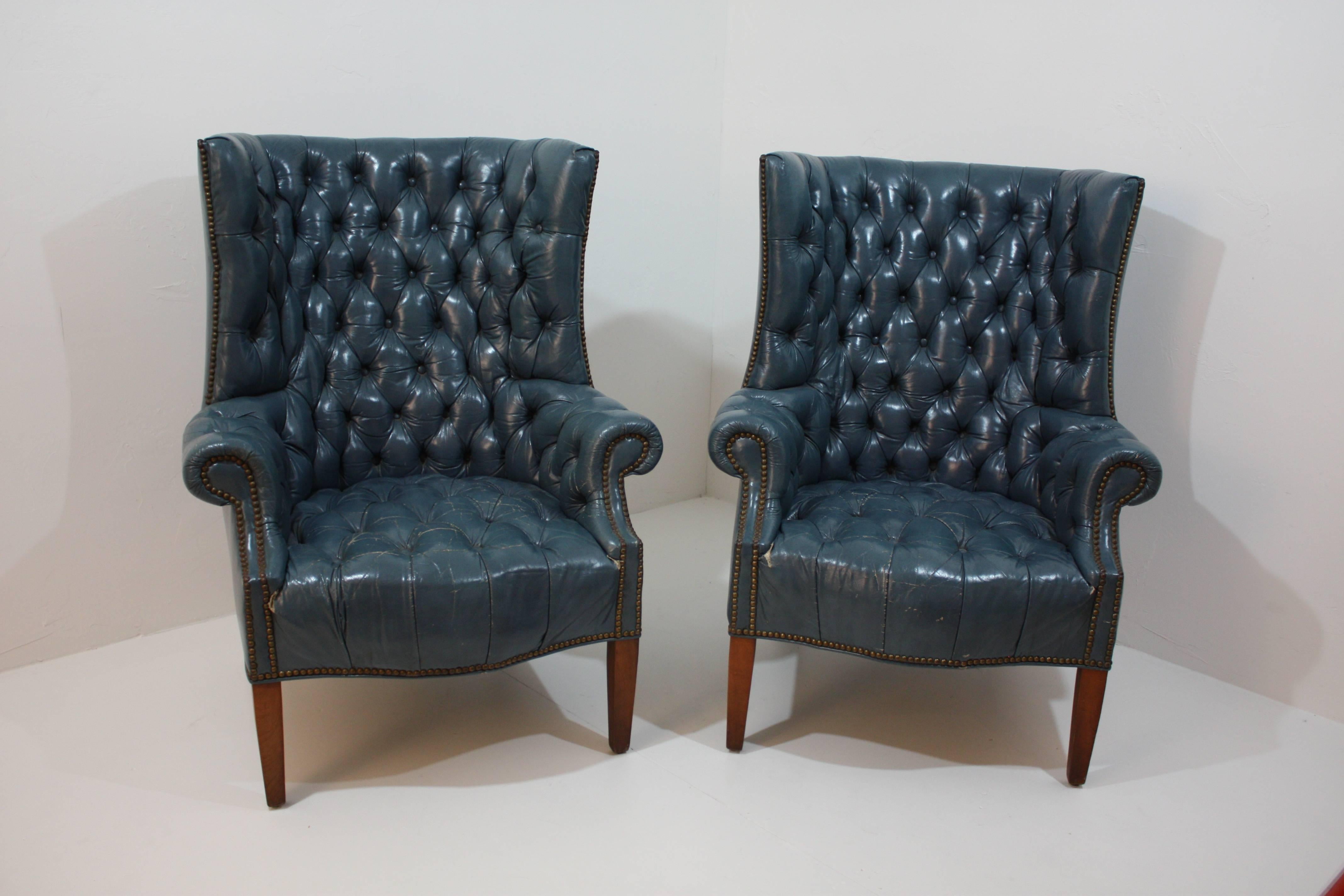  Leather Tufted Curved Back Chairs 1