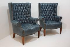 Leather Tufted Curved Back Chairs