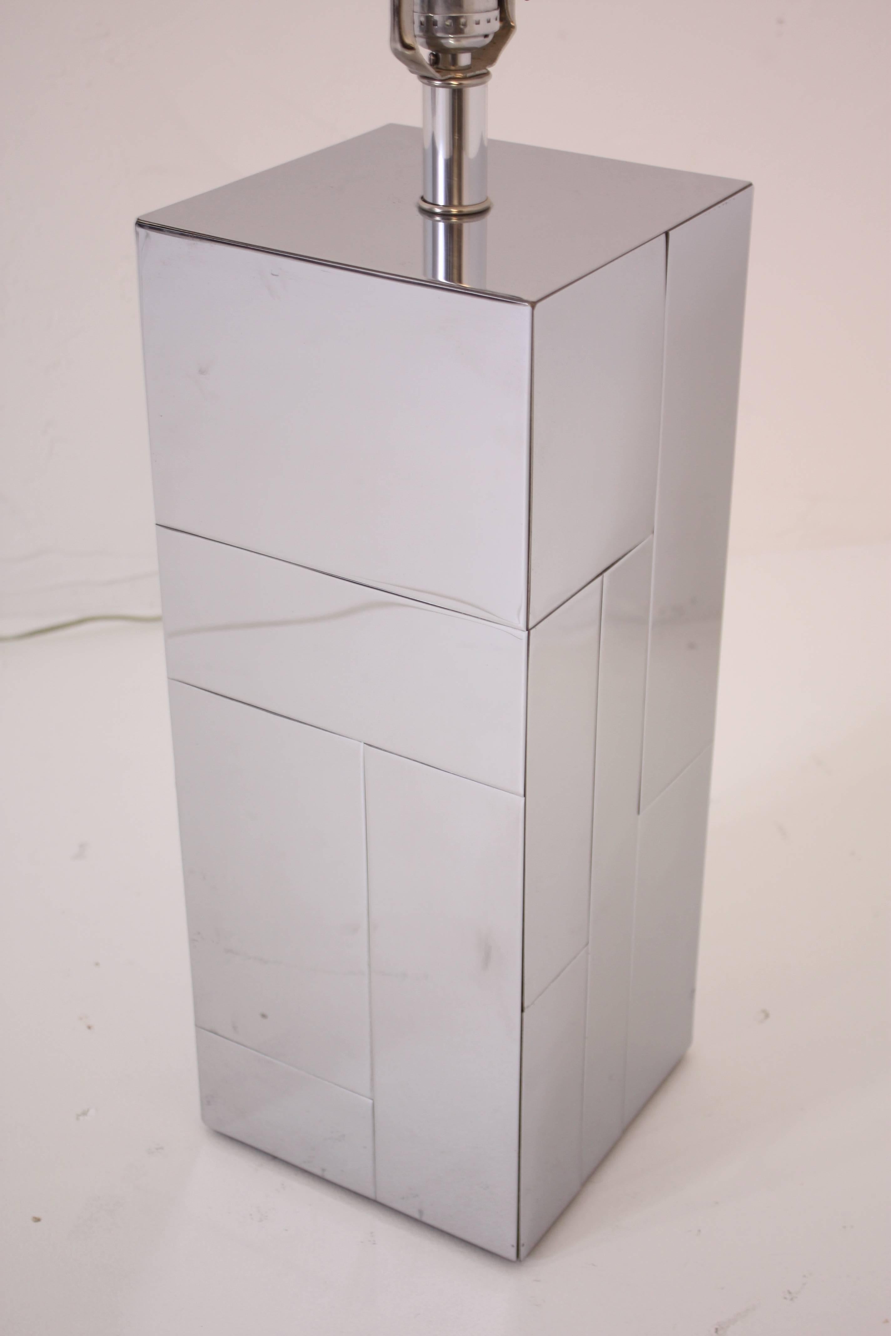 Late 20th Century Paul Evans Chrome Brutalist Cityscape Table Lamp