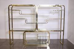 Double Cantilever Brass Étagère by Milo Baughman for DIA