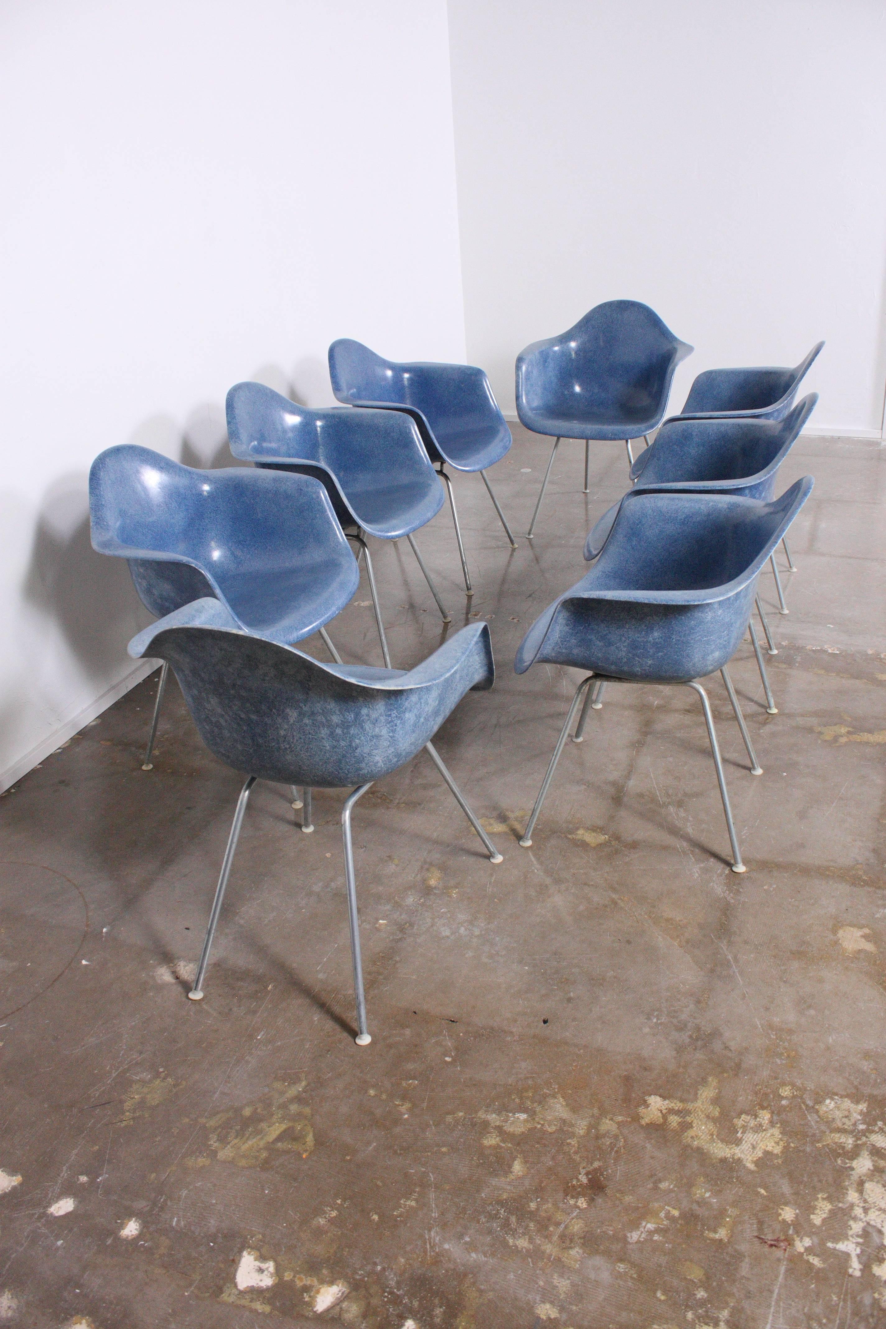 Late 20th Century Rare Blue Fiberglass Shell Chairs by Charles Eames for Herman Miller
