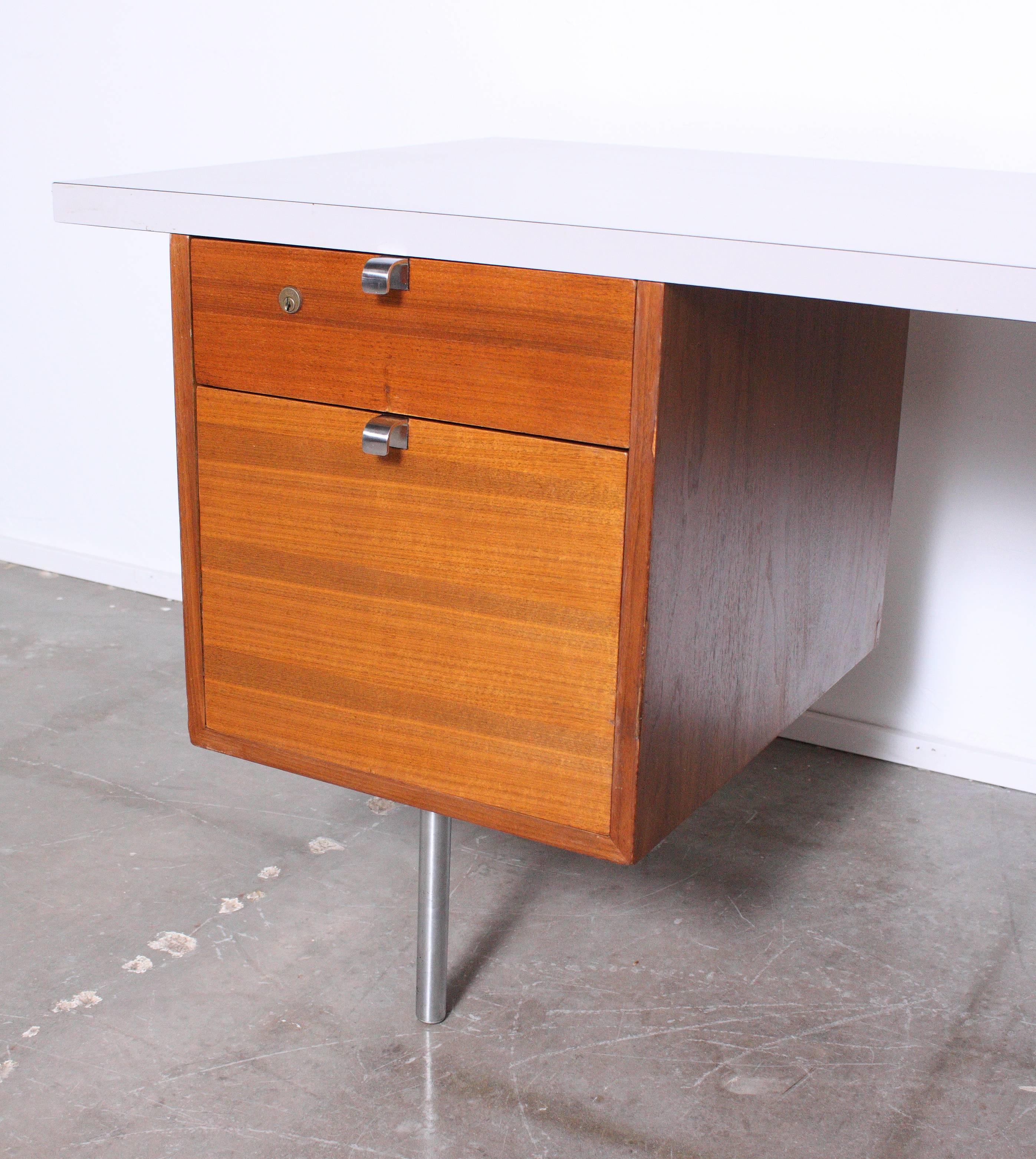 American George Nelson Desk for Herman Miller with Open Credenza Return
