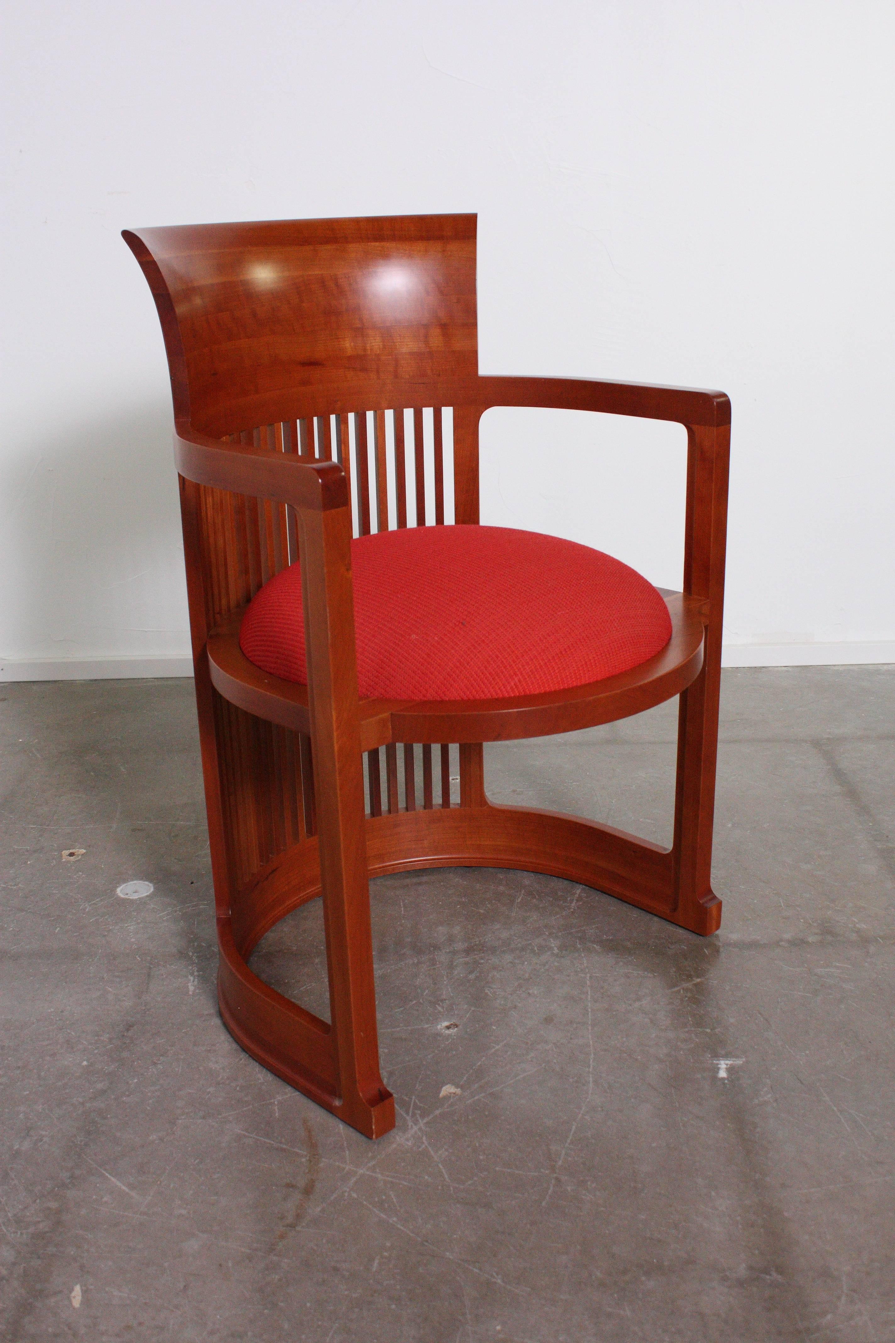 Frank Lloyd Wright Barrel Chair from Cassina In Excellent Condition In Oklahoma City, OK