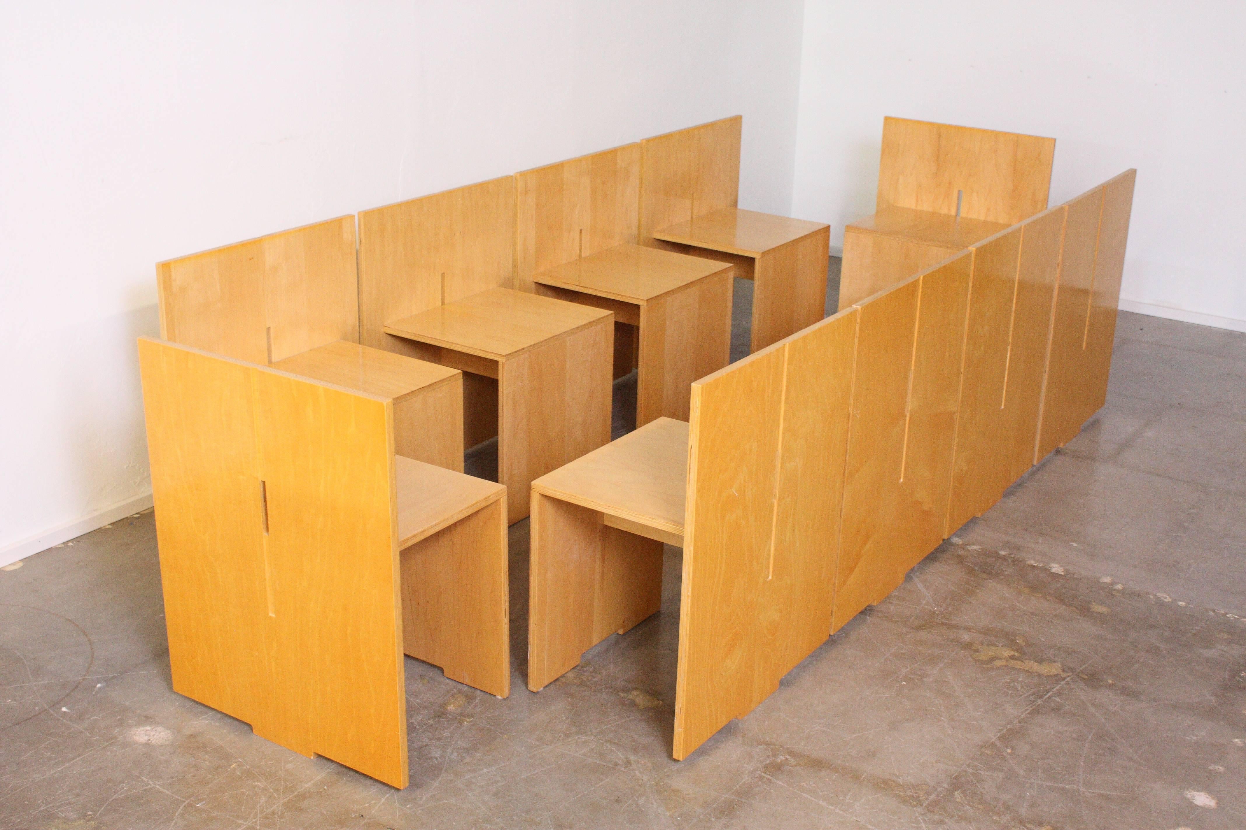 Minimalist Architectural Dining Table and Ten Chairs in the Style of Donald Judd