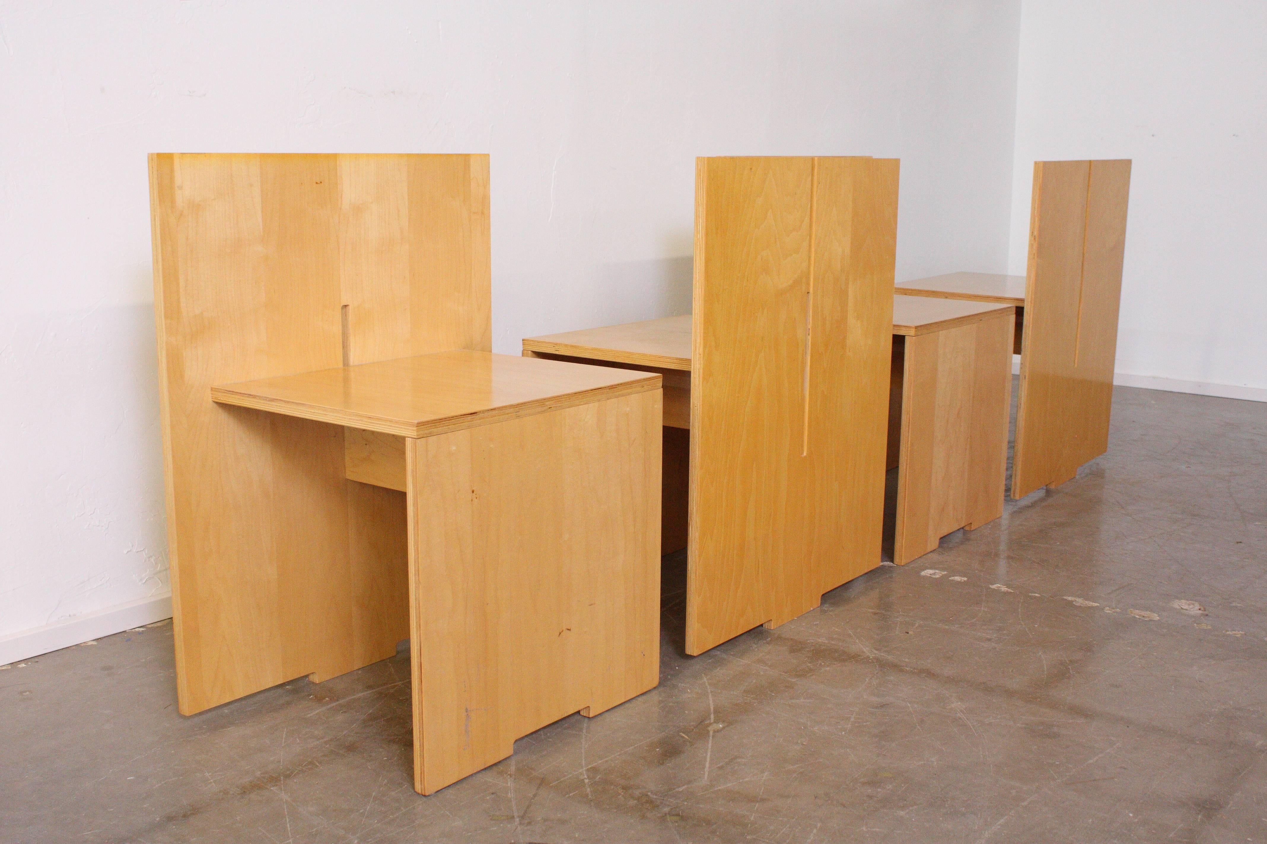 Late 20th Century Architectural Dining Table and Ten Chairs in the Style of Donald Judd