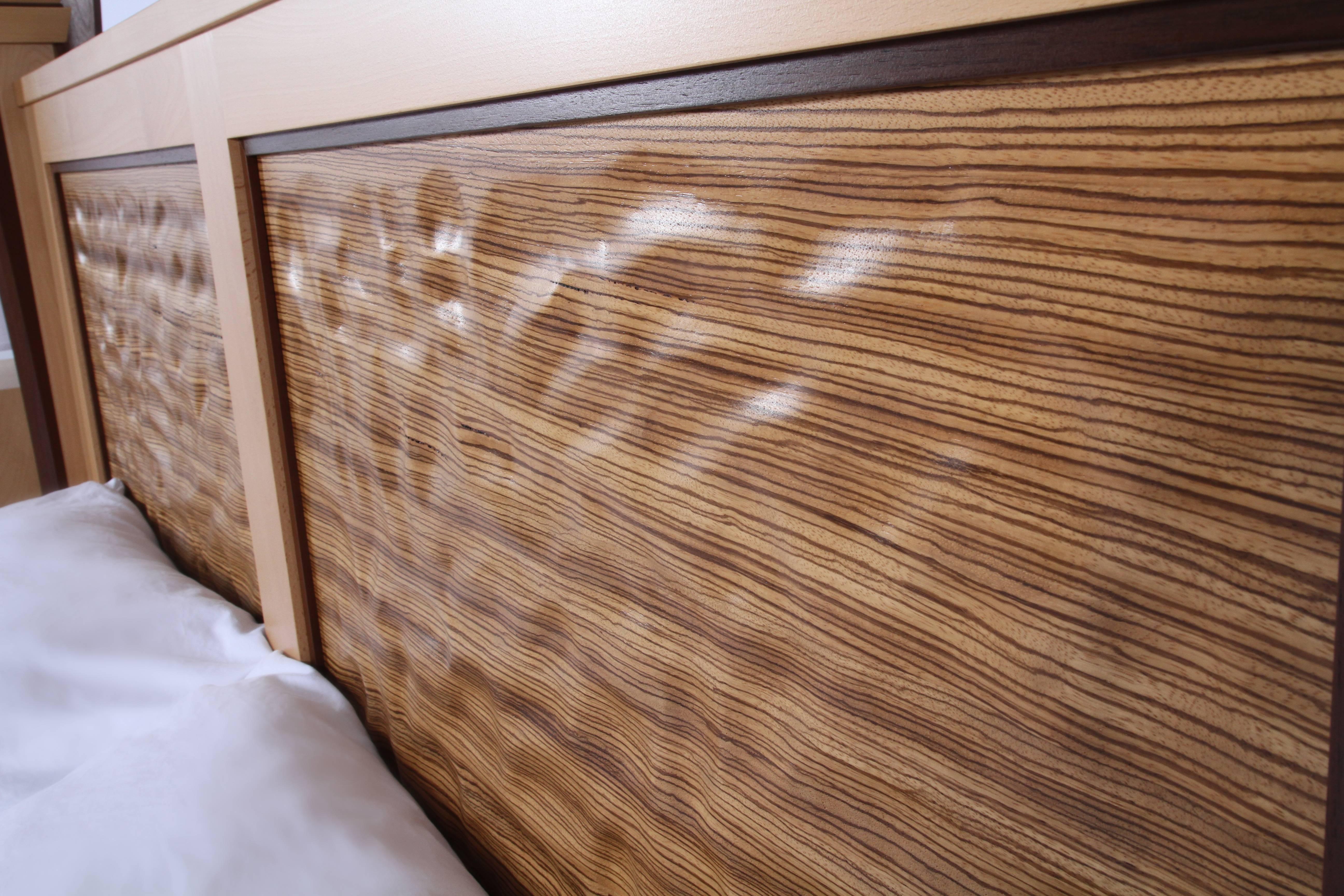 Arts and Crafts Custom Ambient Wave Bedroom Set in Zebrawood, 2015
