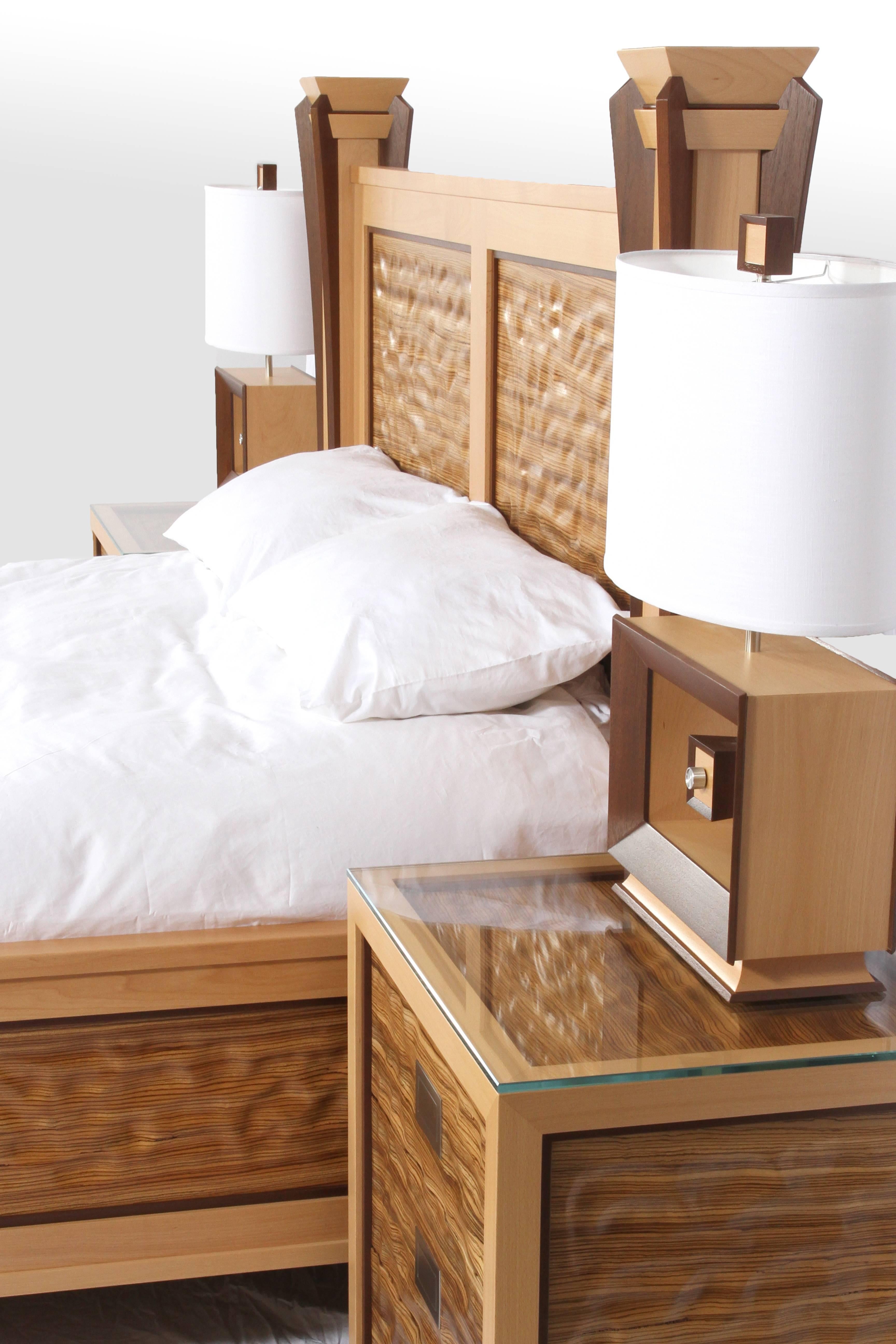 American Custom Ambient Wave Bedroom Set in Zebrawood, 2015