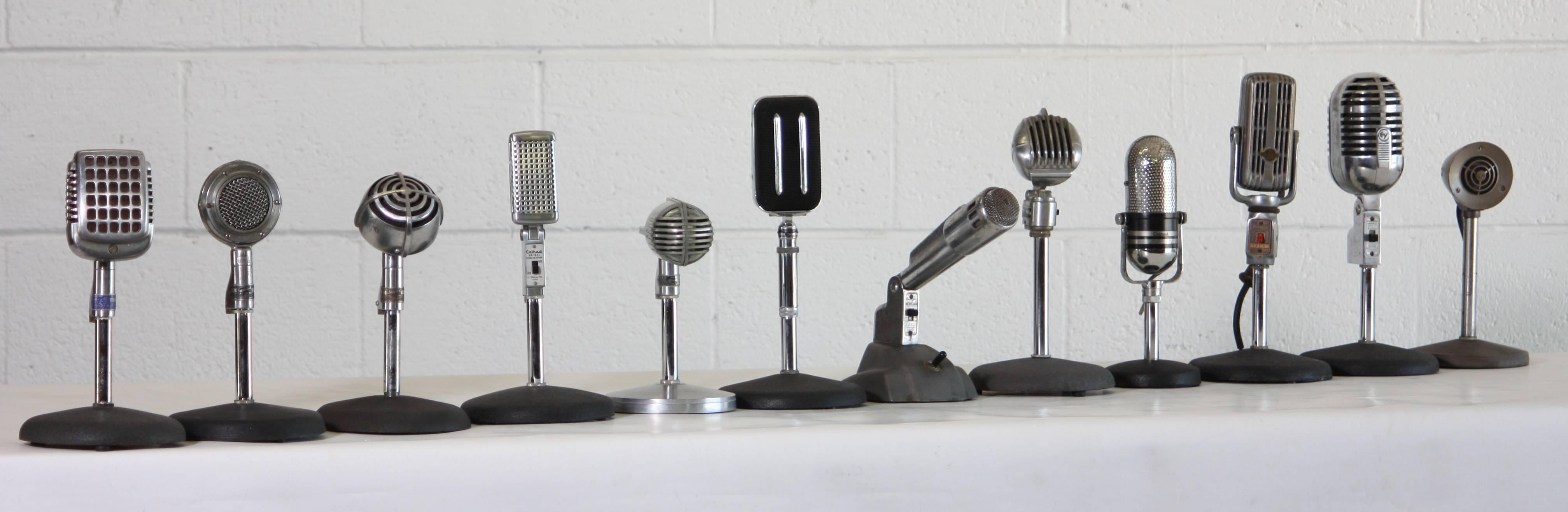 20th Century Collection of 12 Mid-Century Radio Microphones