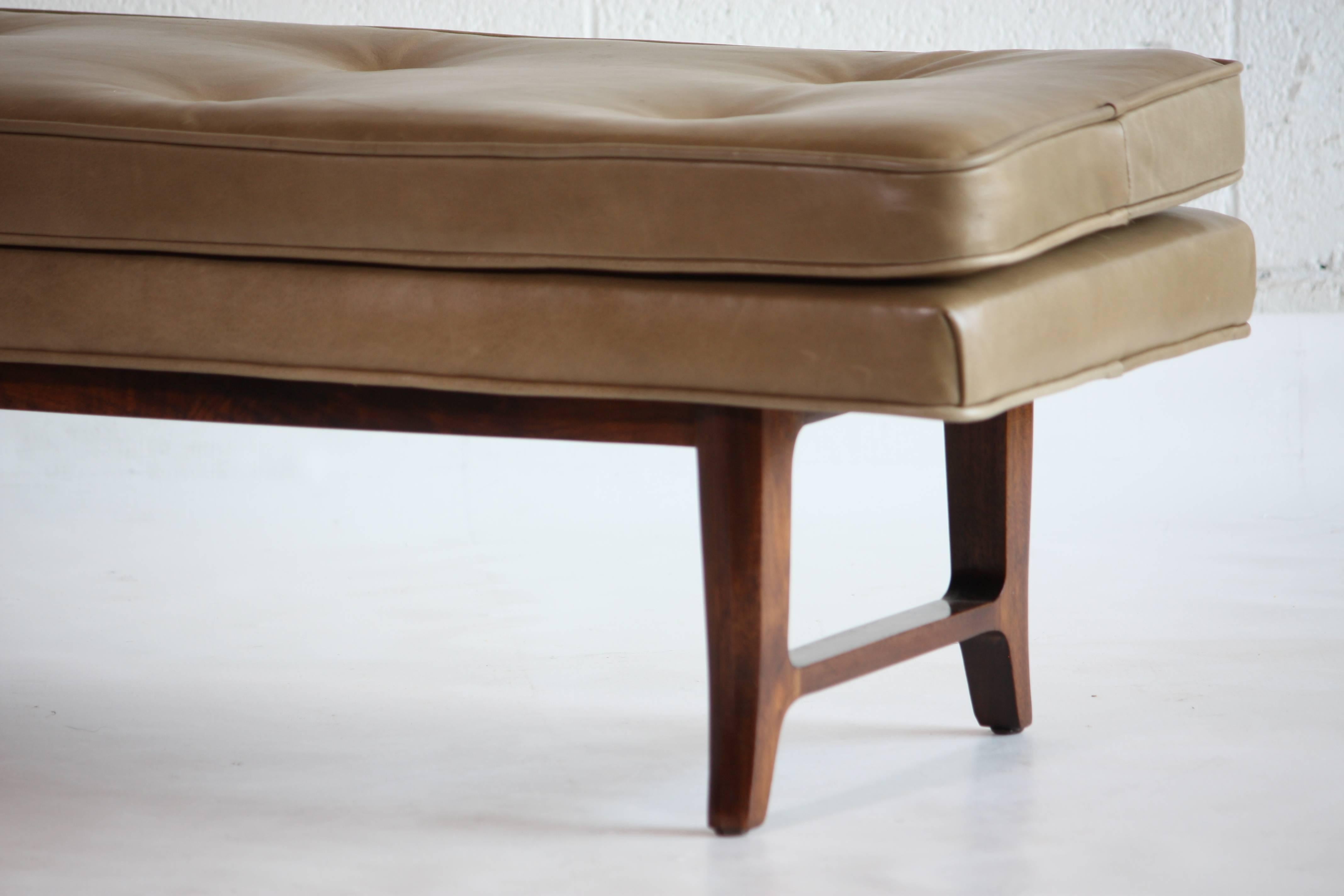 Mid-Century Modern Leather Bench by Edward Wormley for Dunbar