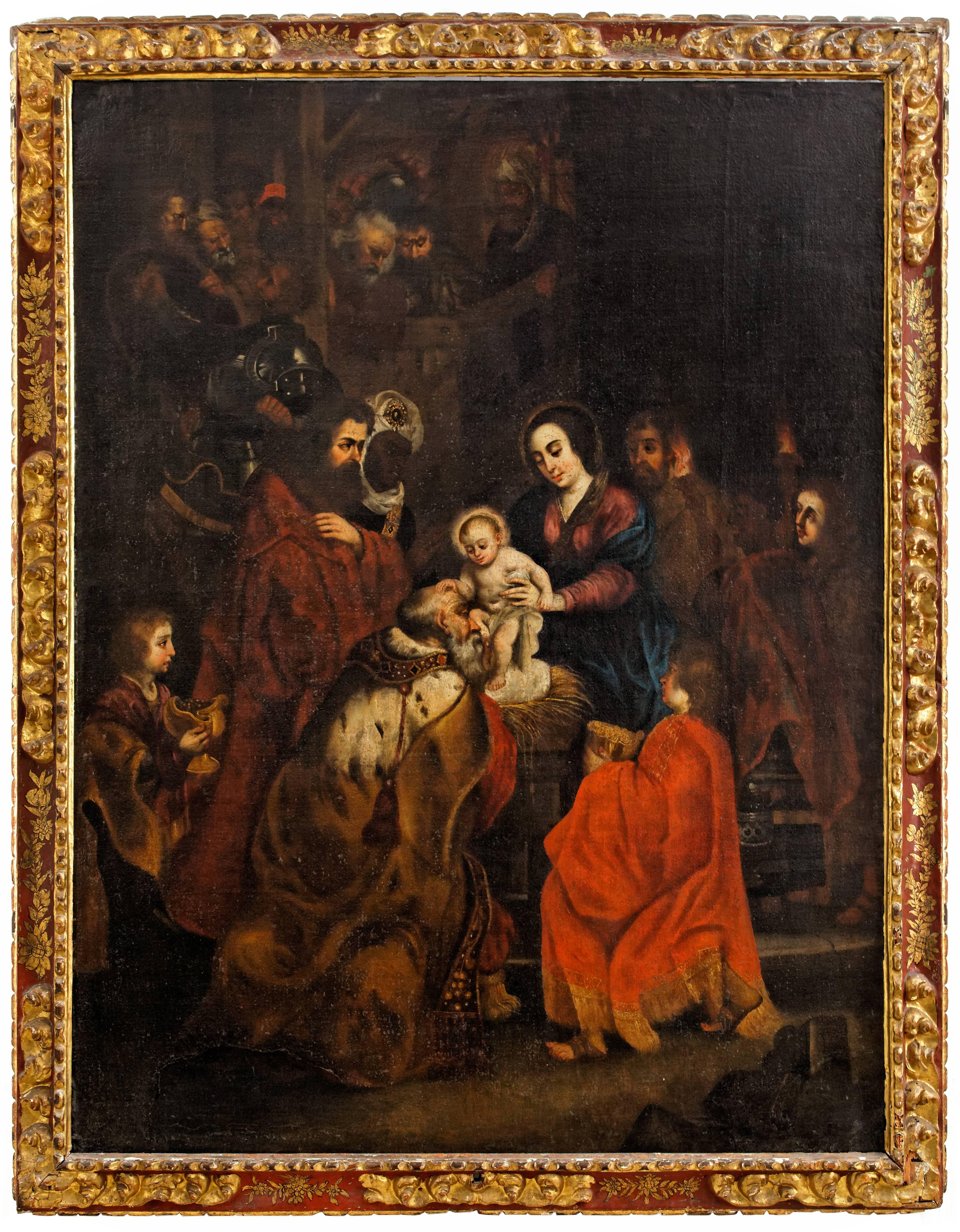 17th Century Large Painting, Oil on Canvas 