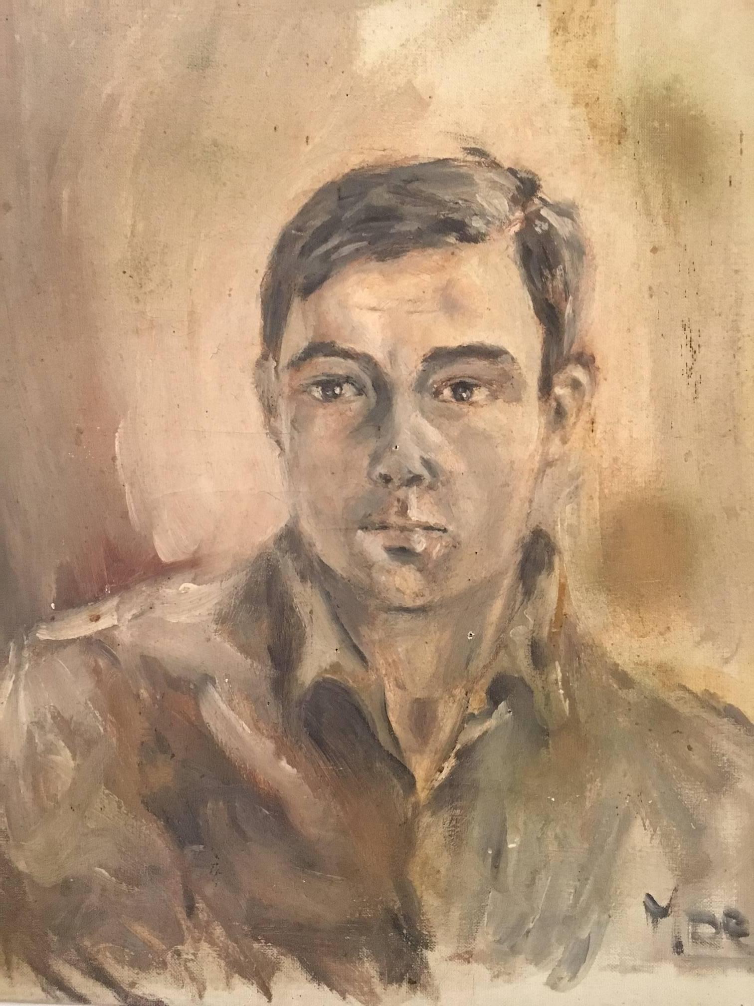 Probably a post war portrait of a young man, signed, oil on canvas.