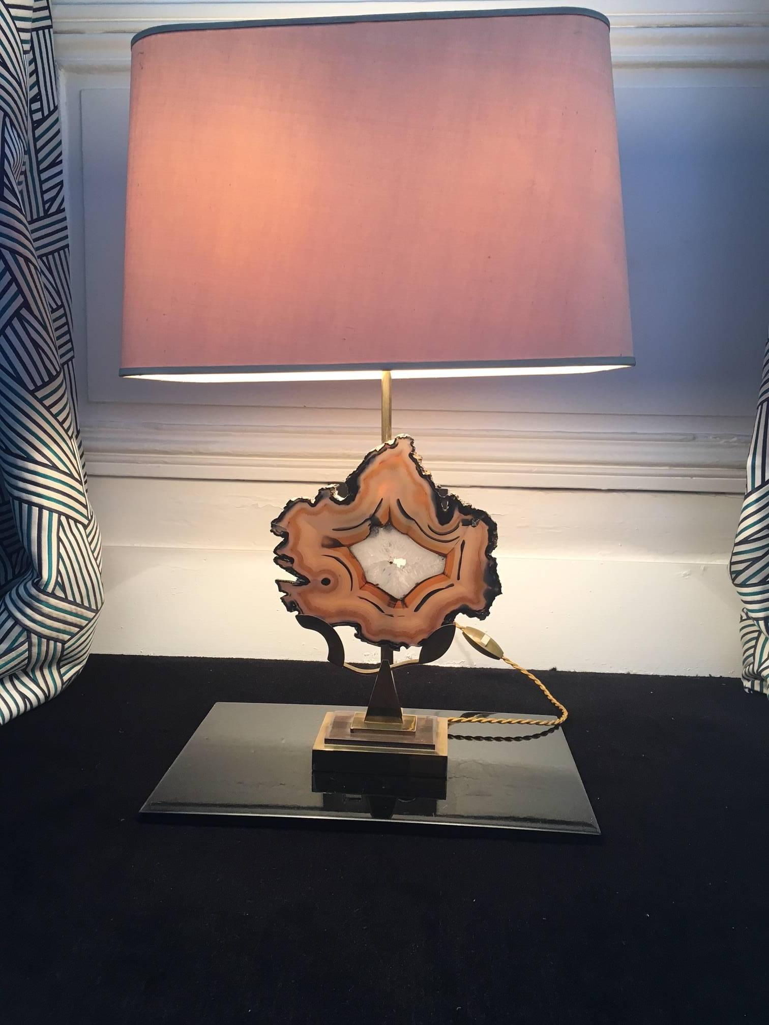 Table Lamp in Brass with Agatha Signed by Willy Daro In Good Condition In Bordeaux, FR