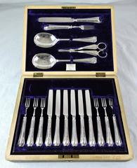 Boxed Fruit Service for 12, with Serving Pieces by Atkins Bros, Sheffield