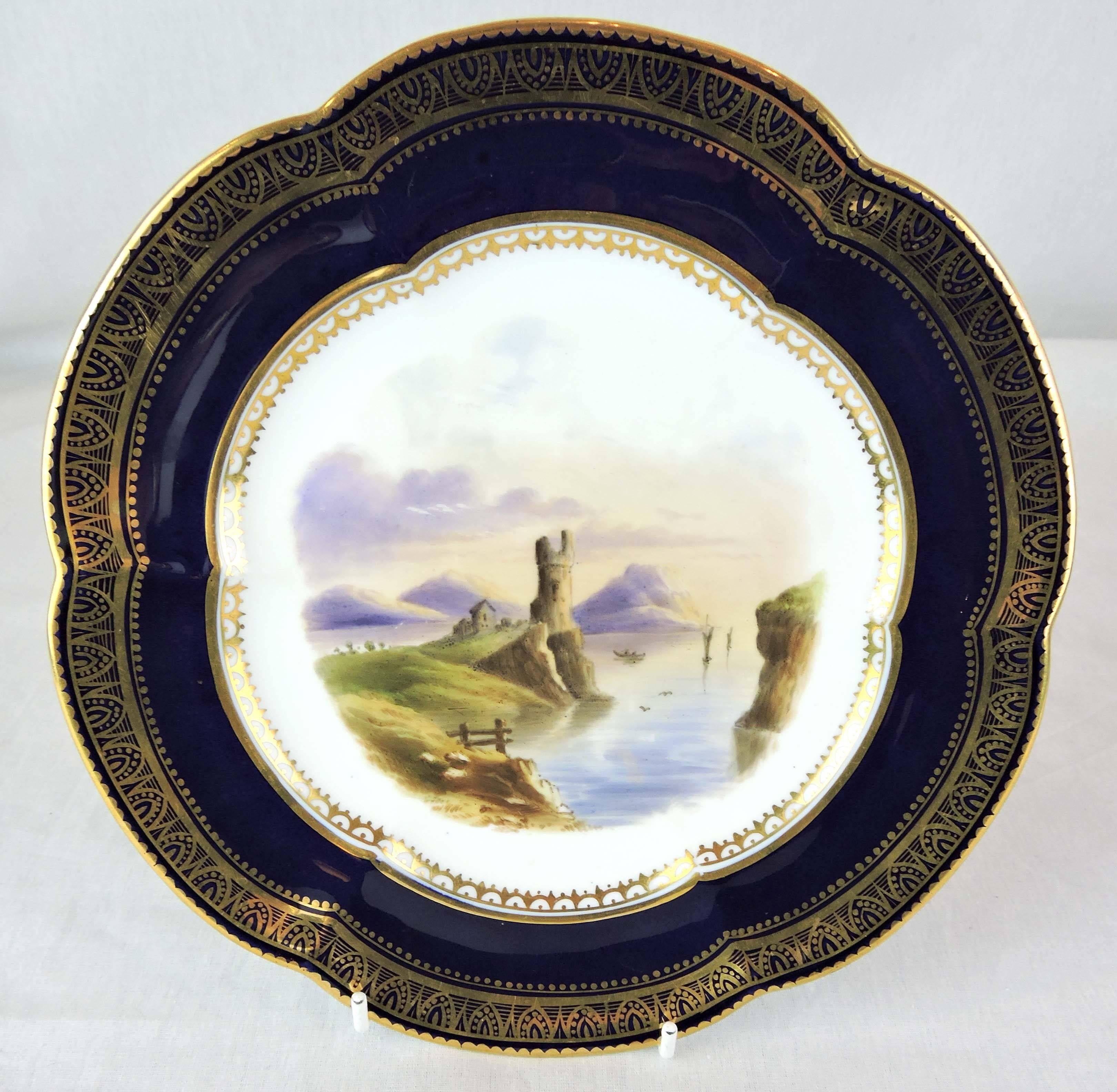 Romantic Pair of Early Spode Plates with Pastoral Landscapes by Josiah Spode For Sale