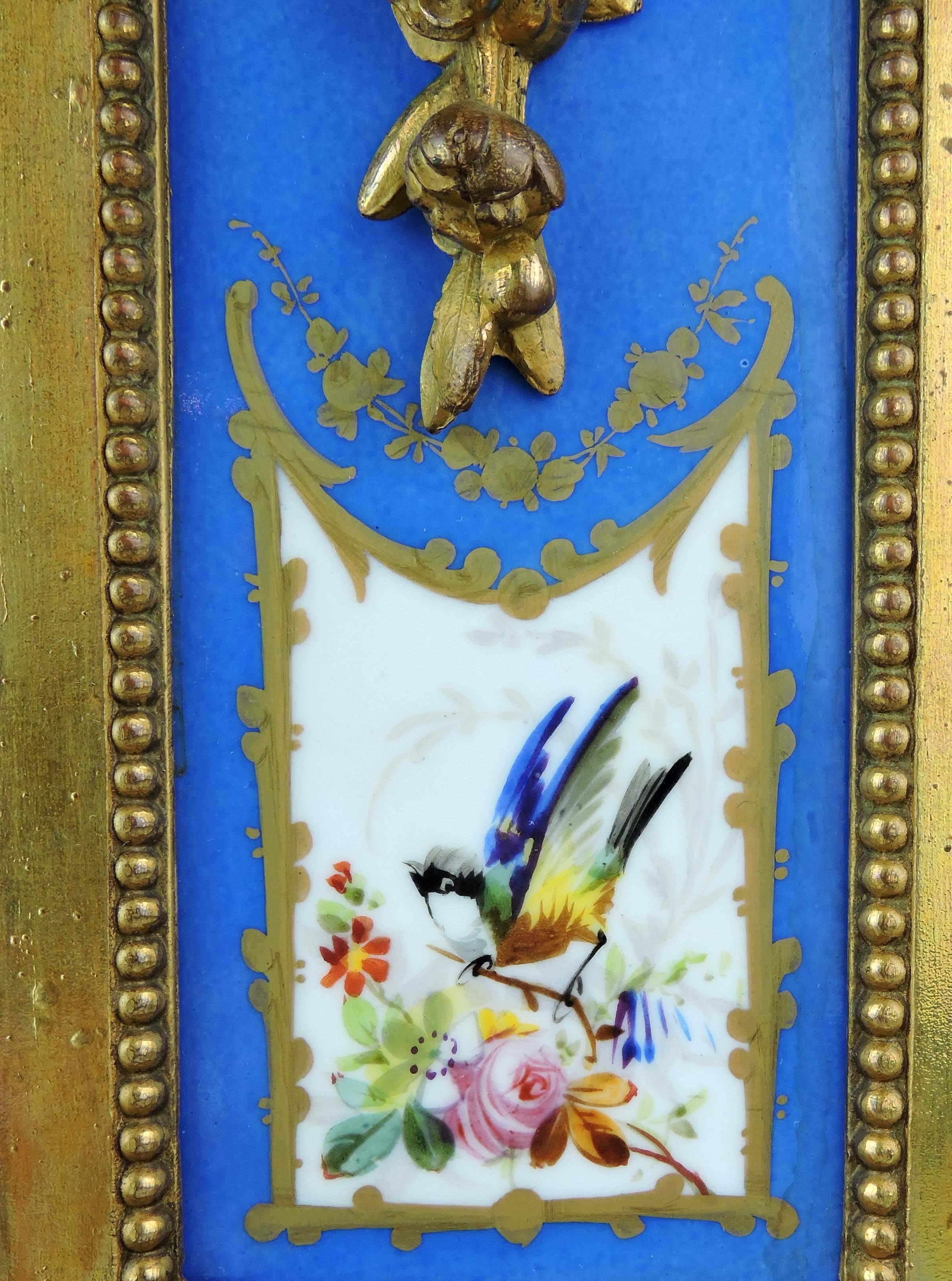 19th Century French Gilt Ormolu and Hand-Painted Porcelain Mantle Clock For Sale 5