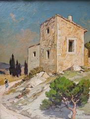 "Vielles Maisons en Provence" Signed Acrylic on Canvas by Gustave Vidal