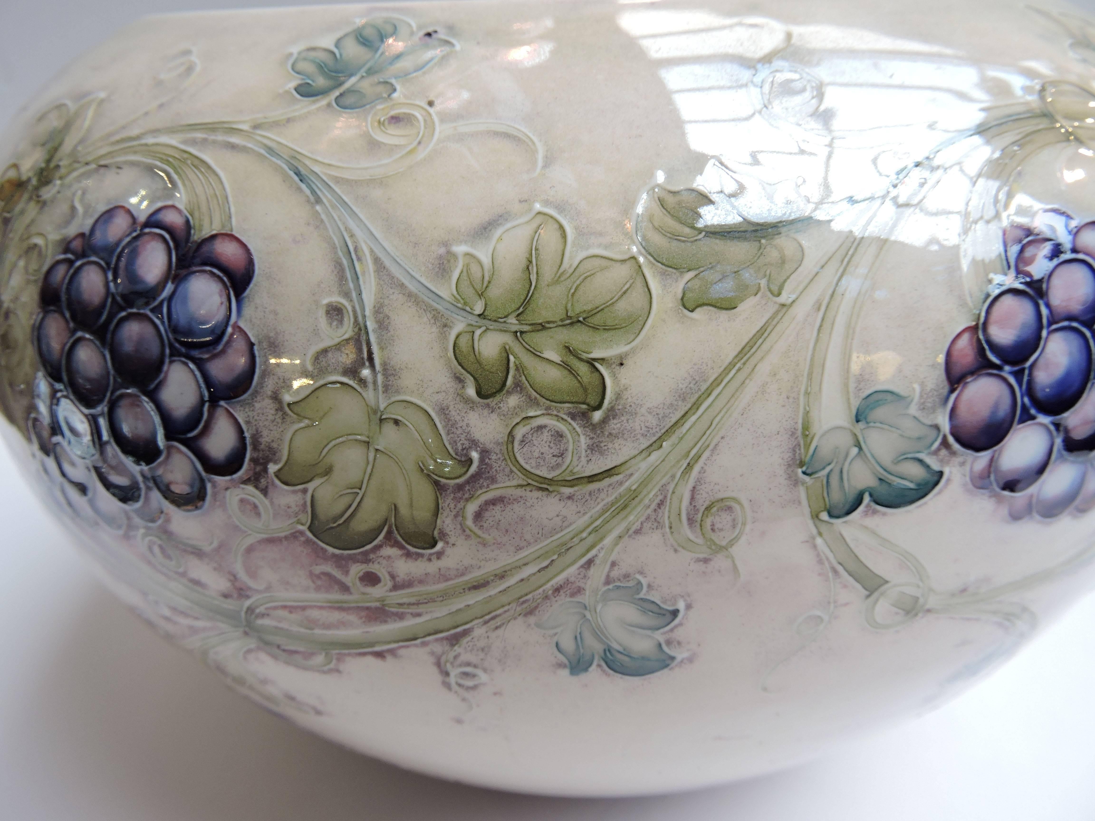 Pottery William Moorcroft Made for Tiffany & Co Grape Decoration Jardiniere, circa 1910 For Sale