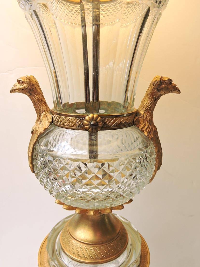 Pair of Austrian Bronze and Crystal Lamps, circa 1950 In Excellent Condition For Sale In Toronto, ONTARIO