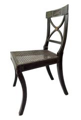 Pair of Regency Period Painted and Parcel-Gilt Chairs with Cane Seats