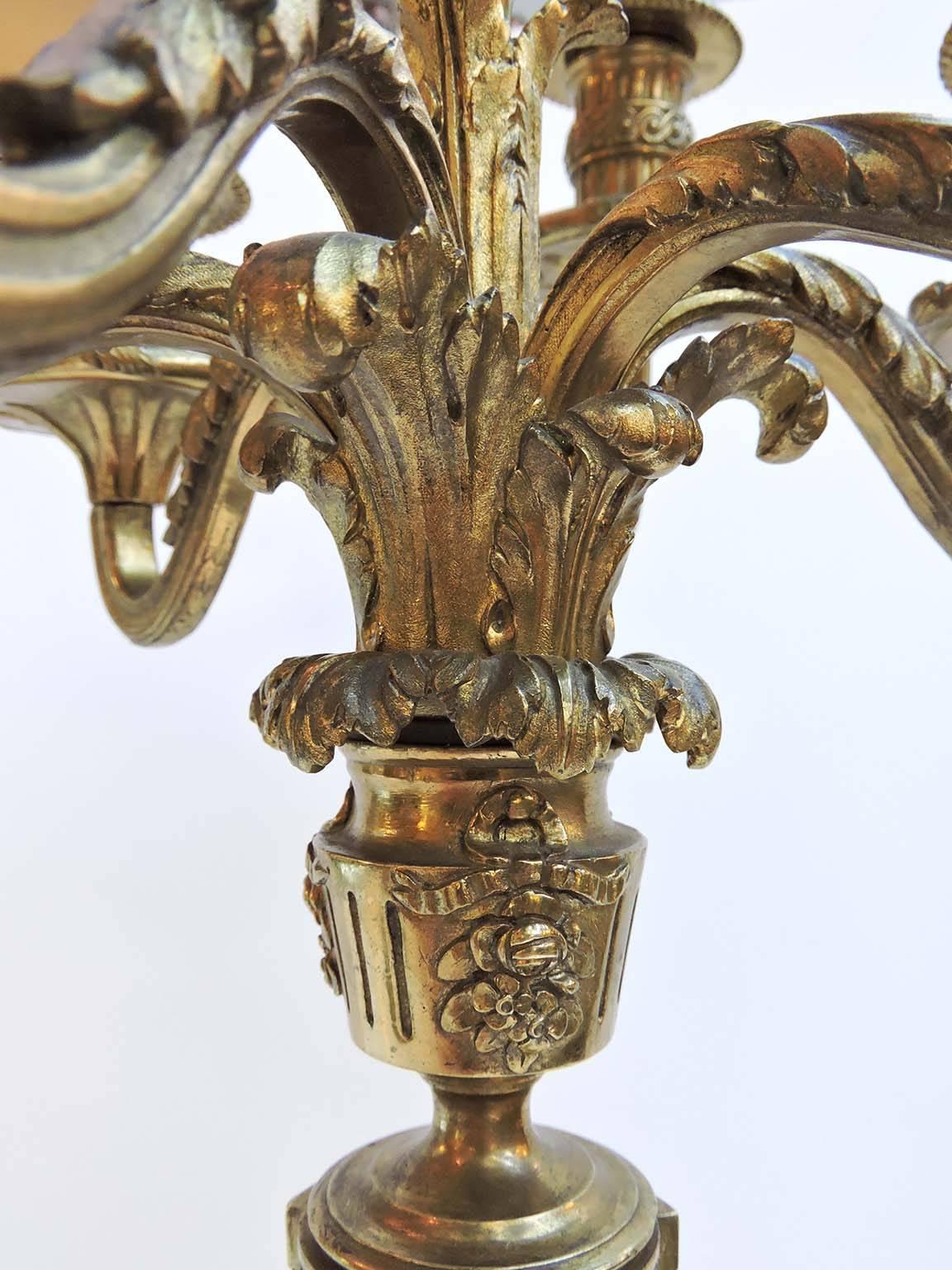 Pair of Large French Gilt Bronze 19th Century Neoclassical Candelabras For Sale 2