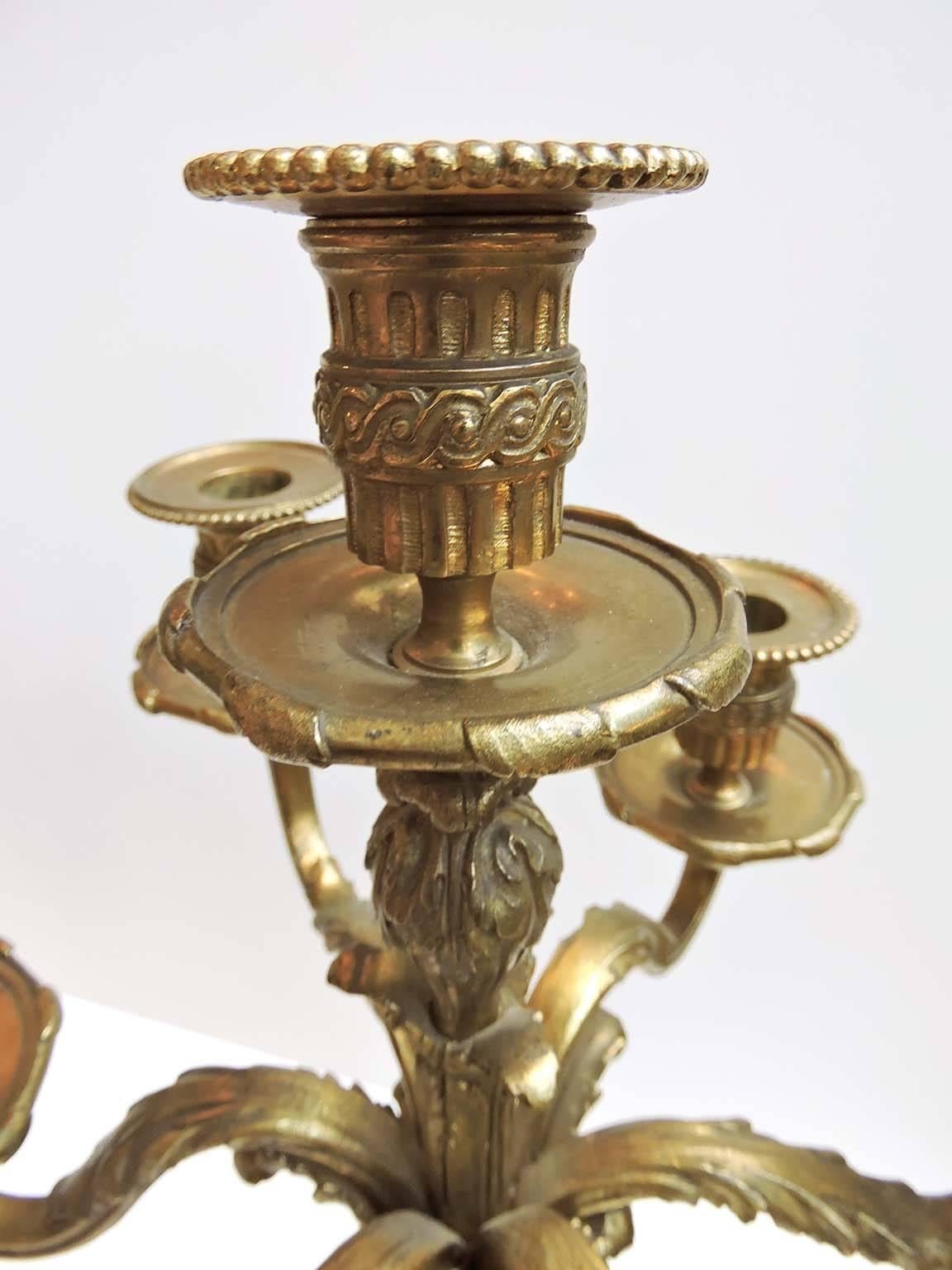 Pair of Large French Gilt Bronze 19th Century Neoclassical Candelabras In Good Condition For Sale In Toronto, ONTARIO