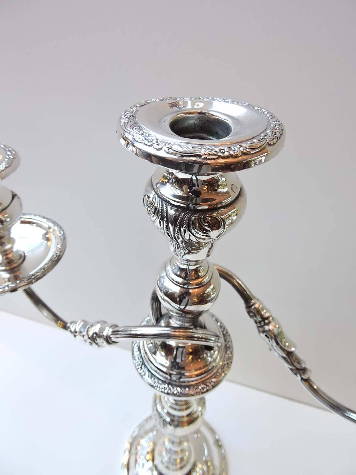 20th Century Pair of Large Sterling Candelabras by Whiting 
