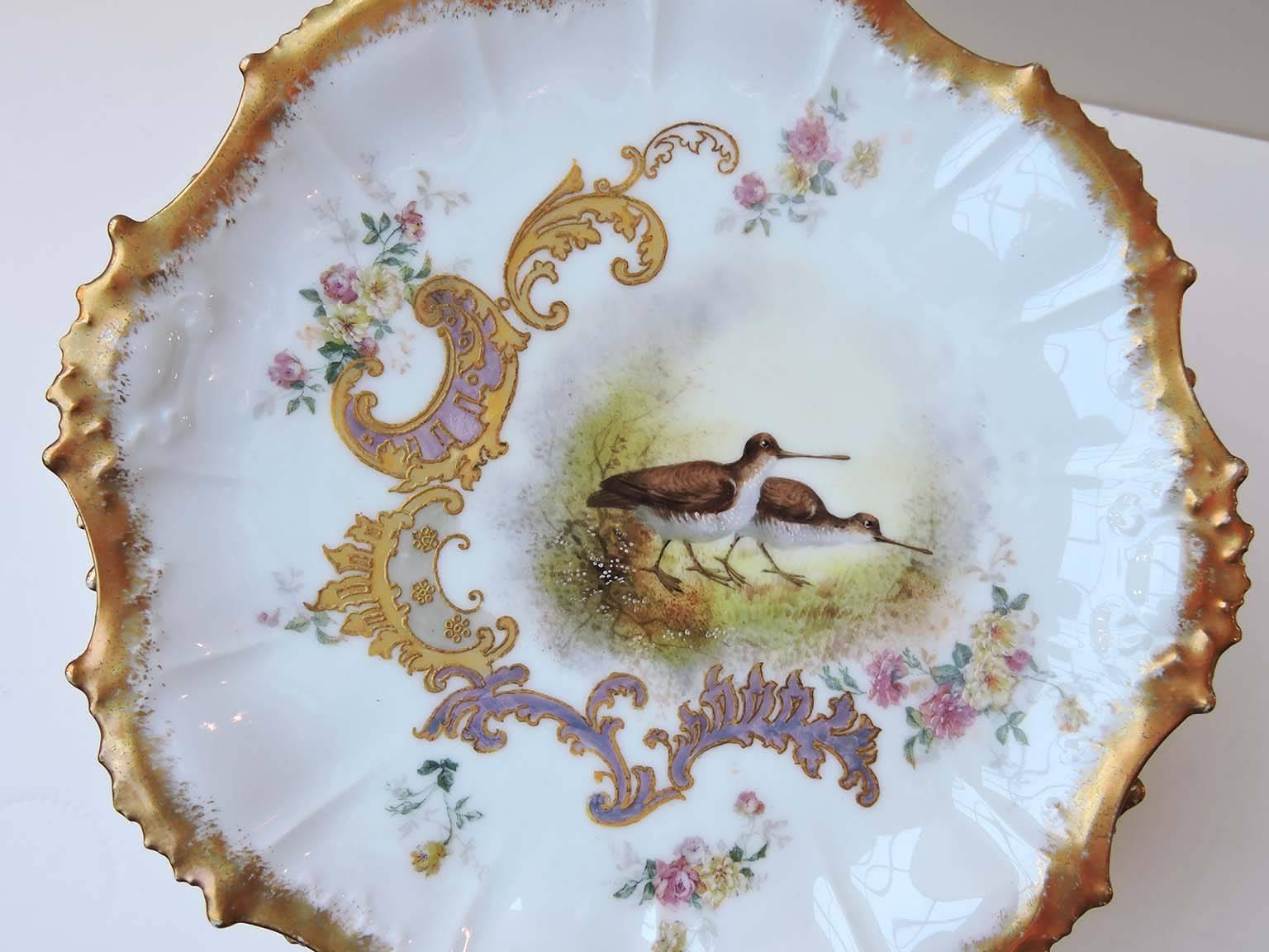 Set of 11 Limoges Plates Hand-Painted with Game Birds In Excellent Condition In Toronto, ONTARIO