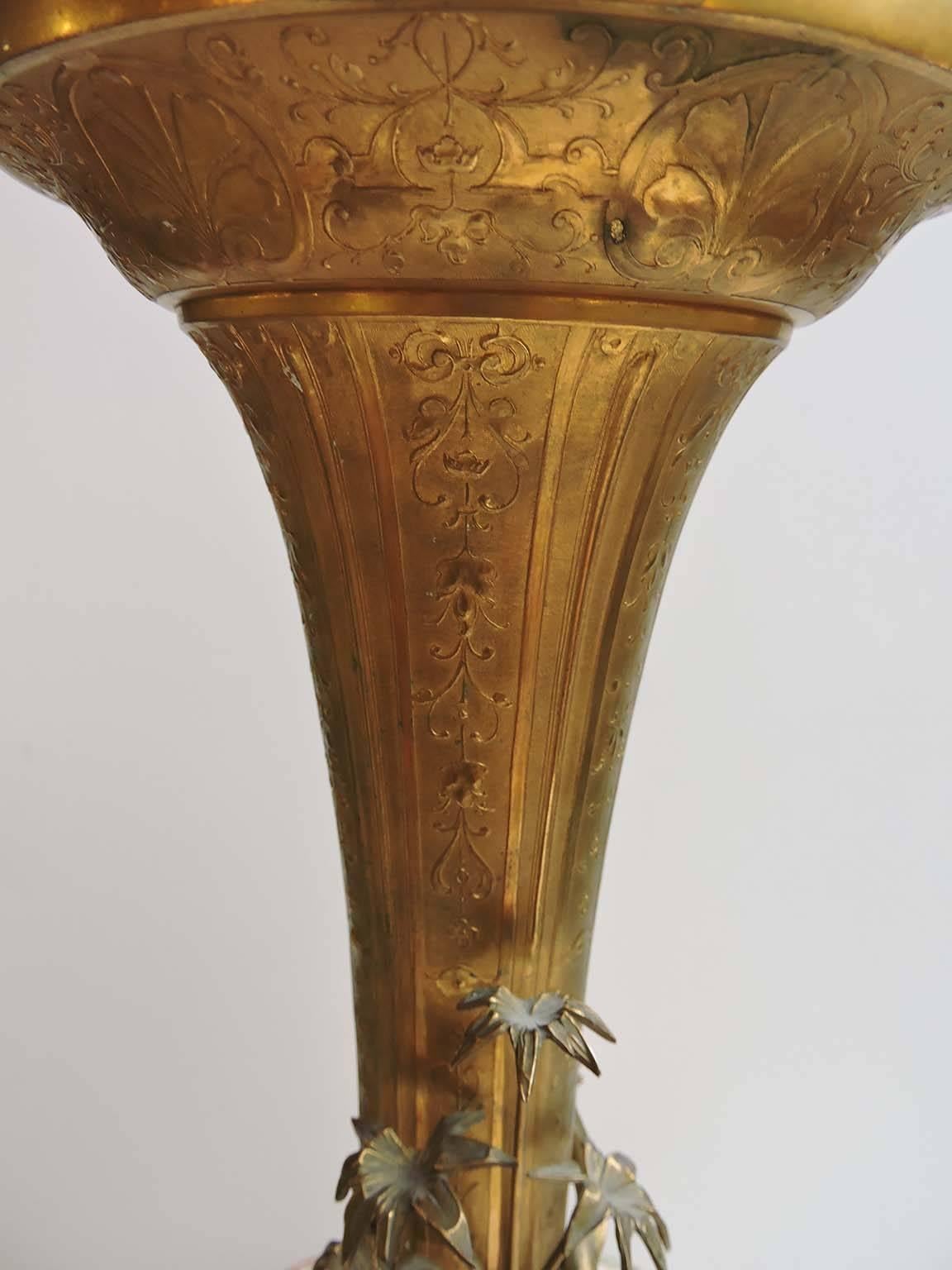 Large Ceramic Austrian/French Orientalist Vase W/ Applied Ormolu Mount For Sale 2