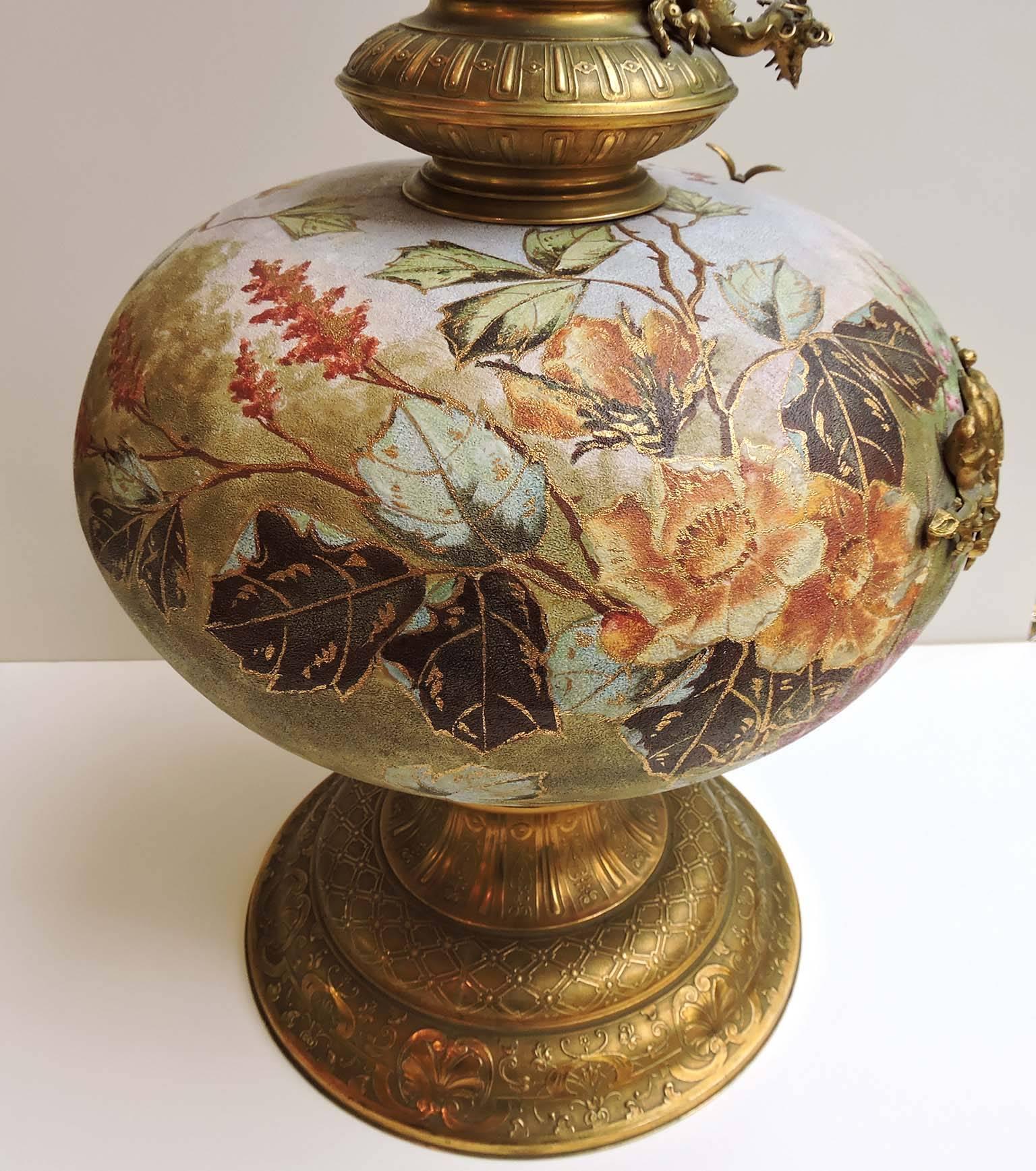19th Century Large Ceramic Austrian/French Orientalist Vase W/ Applied Ormolu Mount For Sale