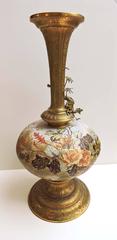 Large Ceramic Austrian/French Orientalist Vase W/ Applied Ormolu Mount