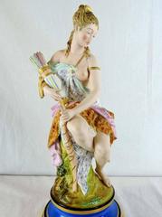 Pair of French Bisque and Porcelain Neoclassical Statues, Artemis and Demeter