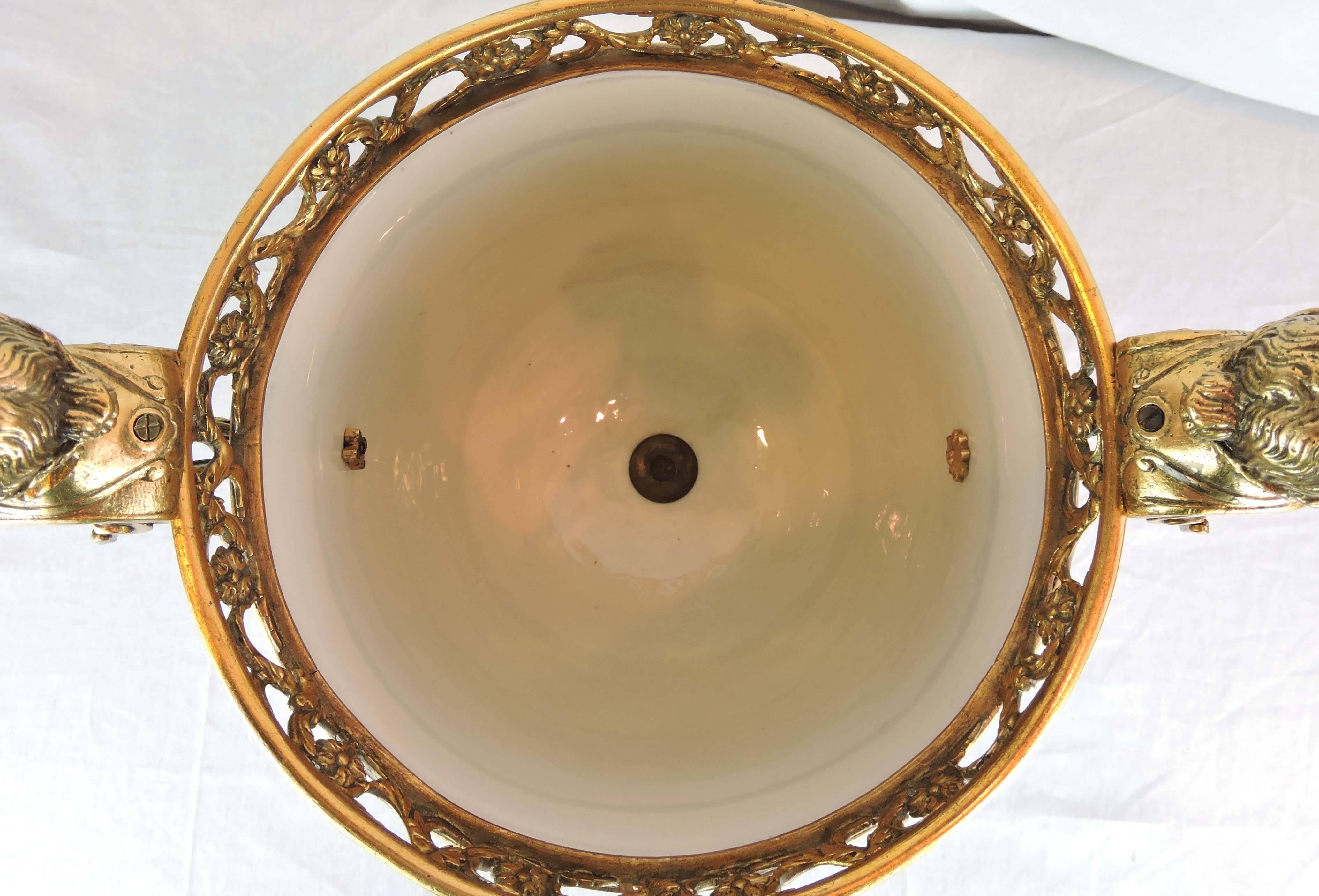 Large 19th Century French Sèvres Porcelain and Gilt Bronze Jardinière In Excellent Condition For Sale In Toronto, ONTARIO