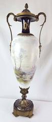 19th Century Signed Hand-Painted Porcelain and Bronze French Urn
