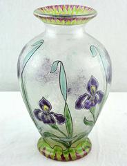 "Verre sur Verre" Cameo Glass and Enameled Vase, Signed Webb and Corbett