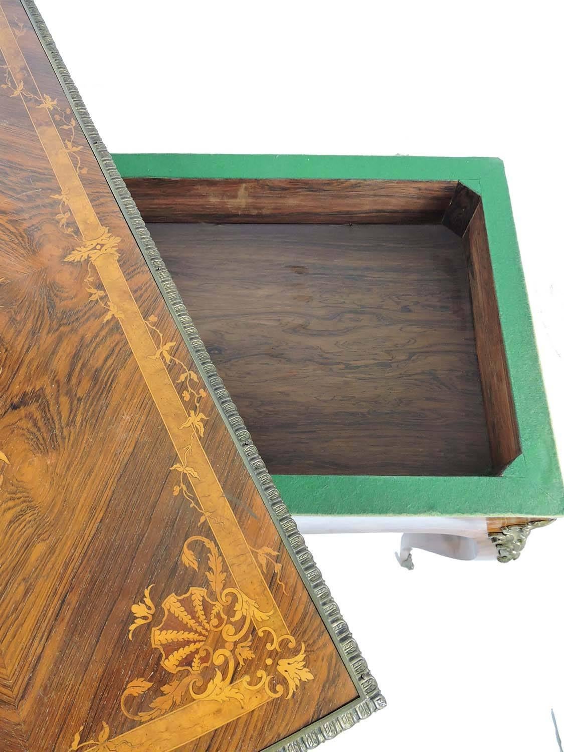 19th Century Louis XV Style Marquetry Games Table with Gilt Bronze Mounts 2