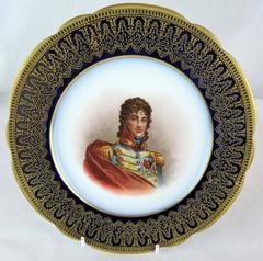 Pair of Napoleon III Sevres Portrait Plates, 1860, Mdme Pompadour / Marat