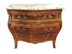 French Mid-20th Century Louis XV Style Marble-Top Commode with Drop Front Desk