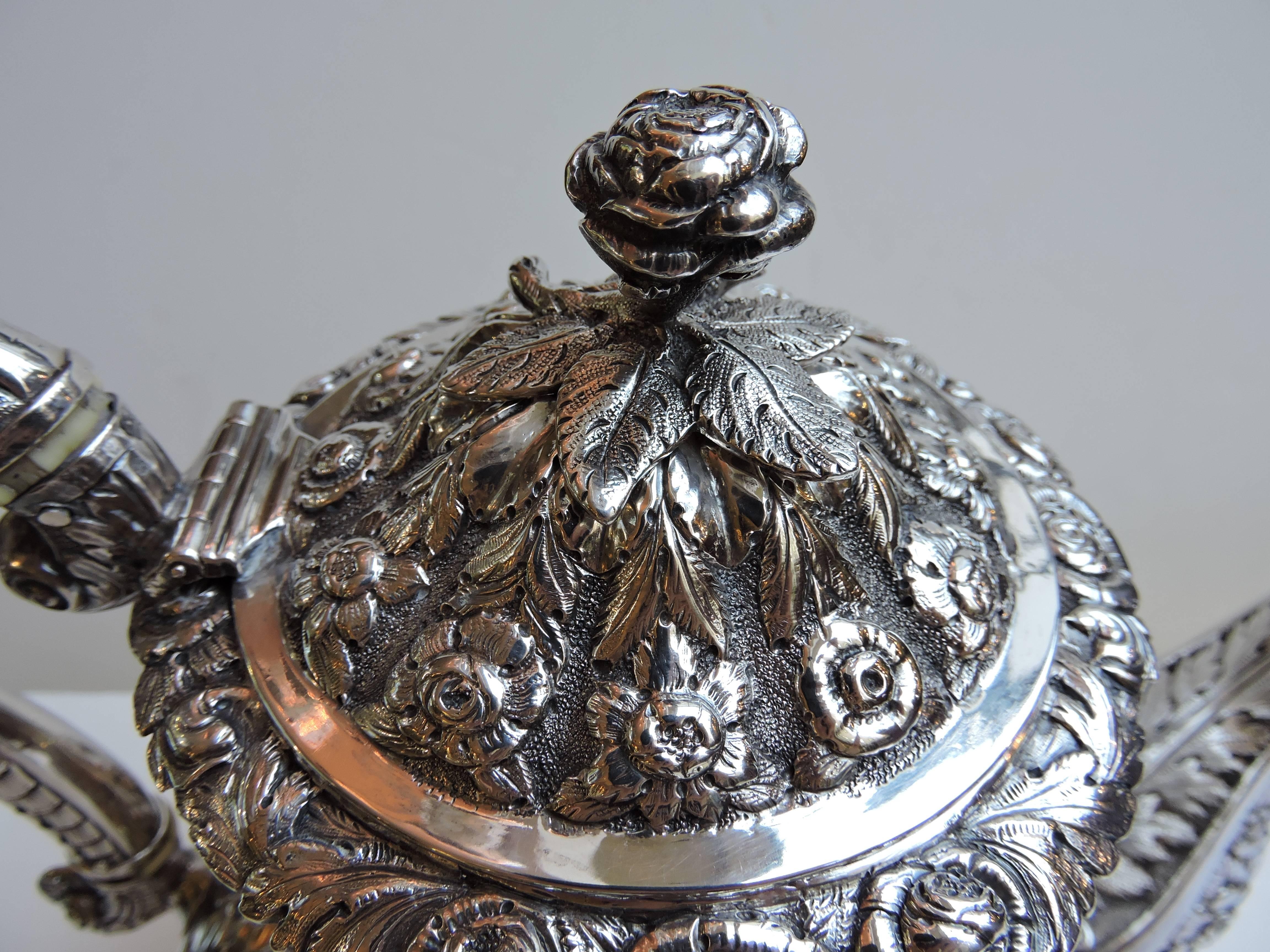 Four-Piece Irish Sterling Tea Service, Charles Marsh, Dublin, Dated 1834 For Sale 1