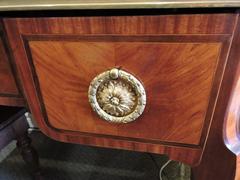 French Louis-Philippe Mahogany and Bronze Mounted Leather Top Desk, Bronze Trim