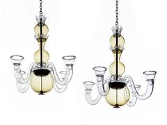 Pair of Handblown Glass Chandeliers by Gio Ponti for Venini