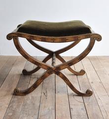 Regency Painted and Upholstered X-Frame Stool