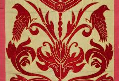 Panel of Applique Red Velvet on a Yellow Silk Ground